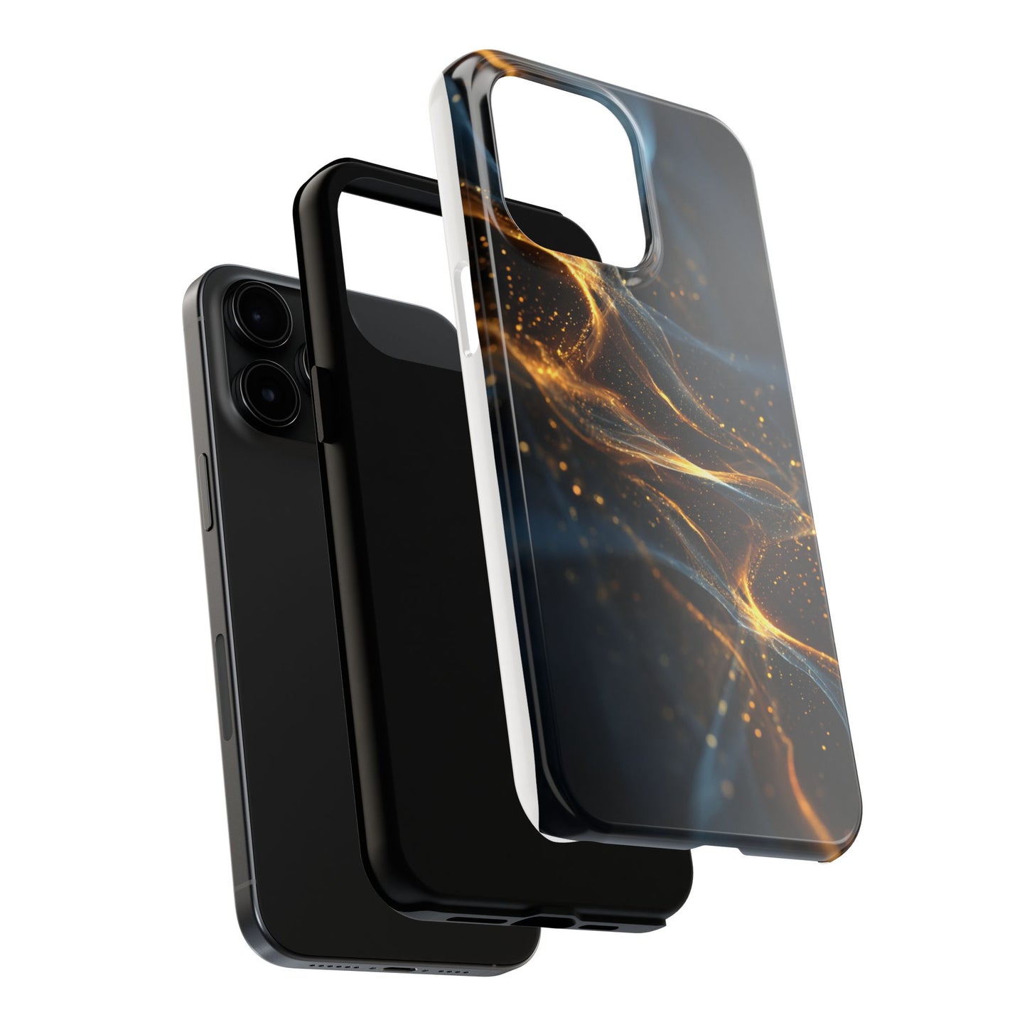Stylish Tough Phone Case with Golden Swirl Design