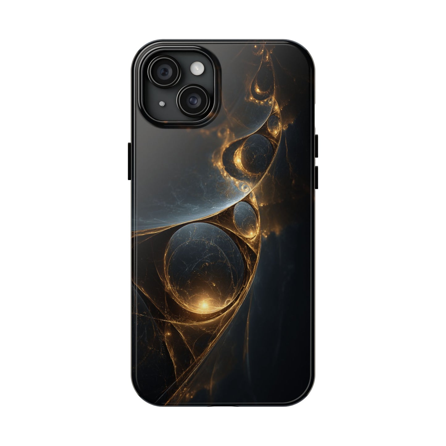 Stylish Tough Phone Case with Elegant Golden Swirls