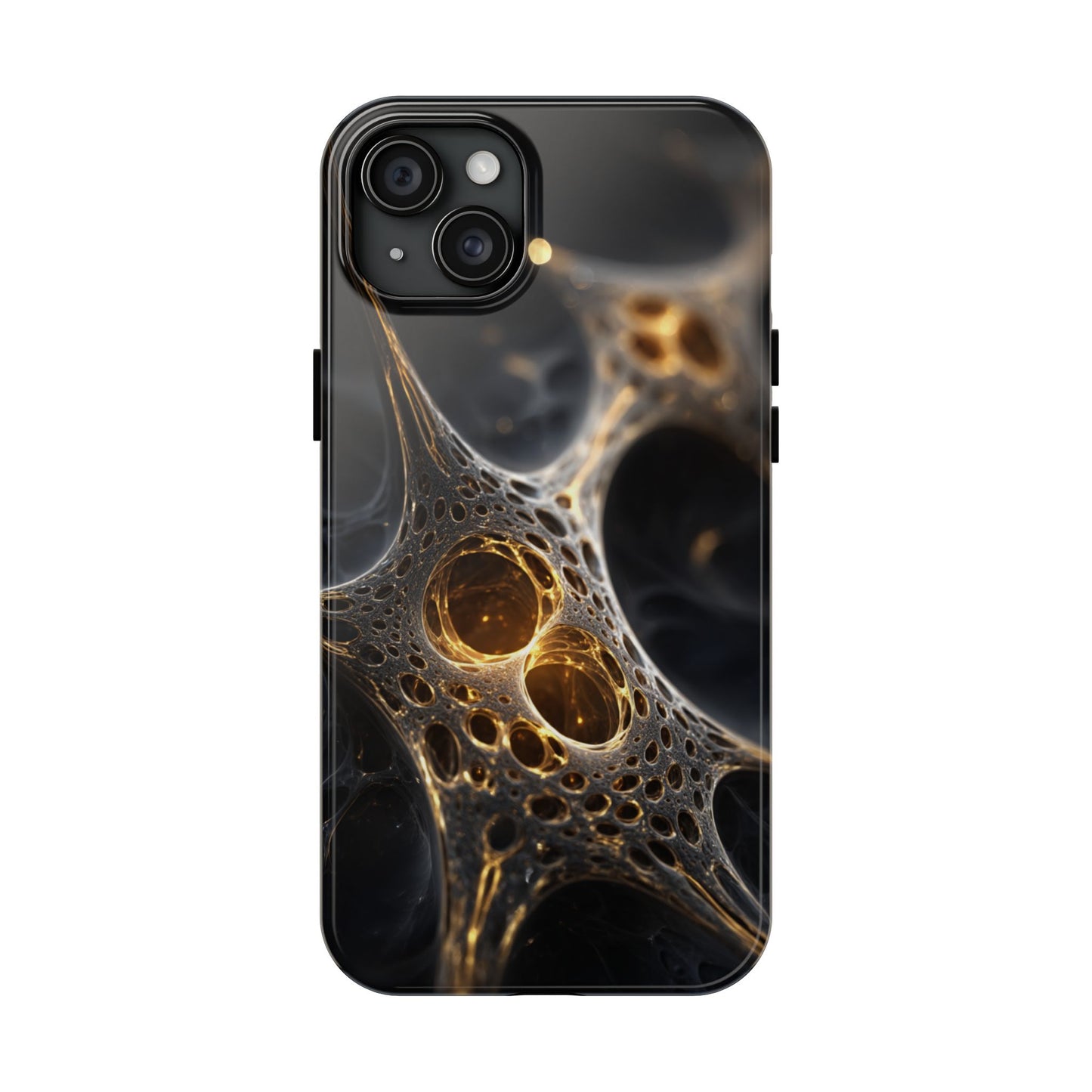 Luxurious Abstract Tough Phone Case - Gold and Black Design