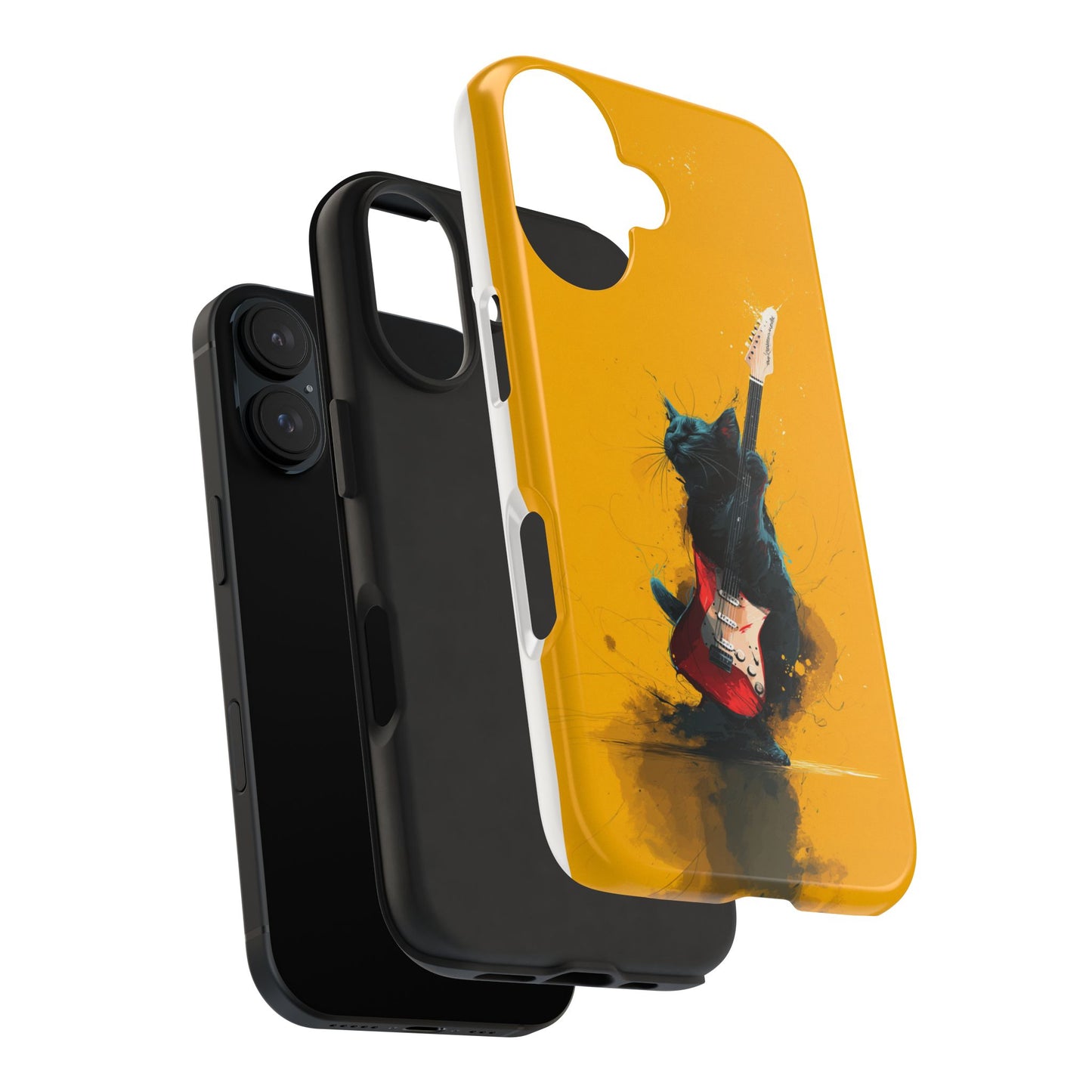 Black Cat Playing Red Guitar Tough Phone Case