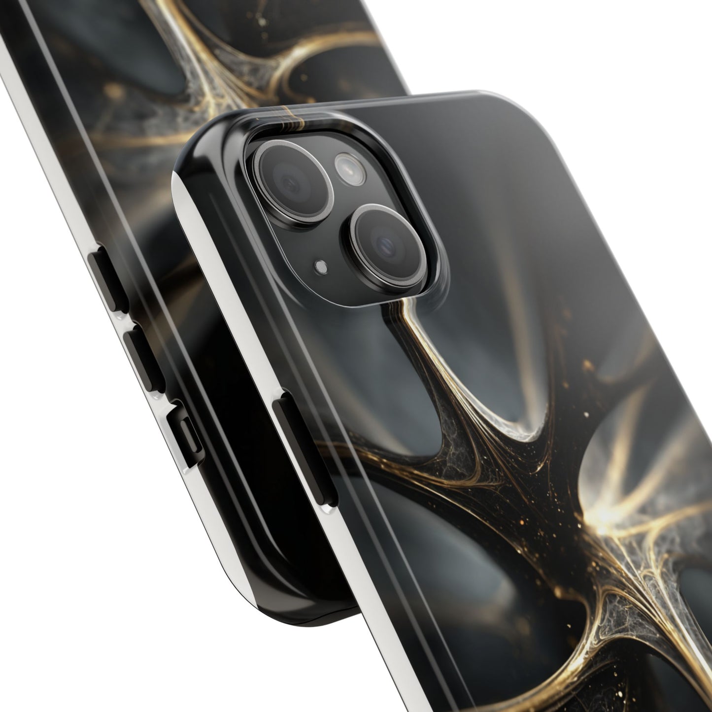 Elegant Tough Phone Case with Abstract Metallic Design