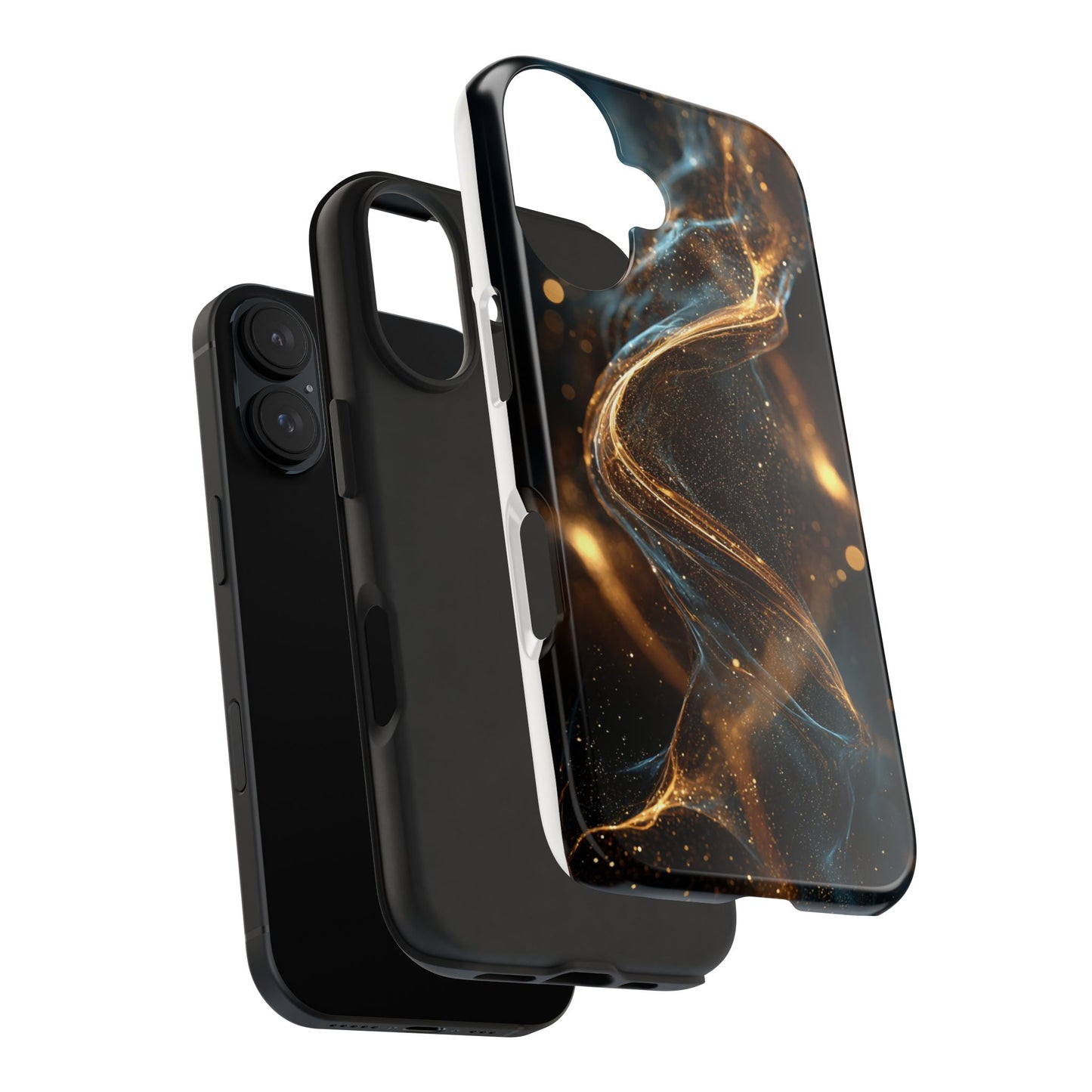 Stylish Tough Phone Case with Elegant Gold Swirl Design