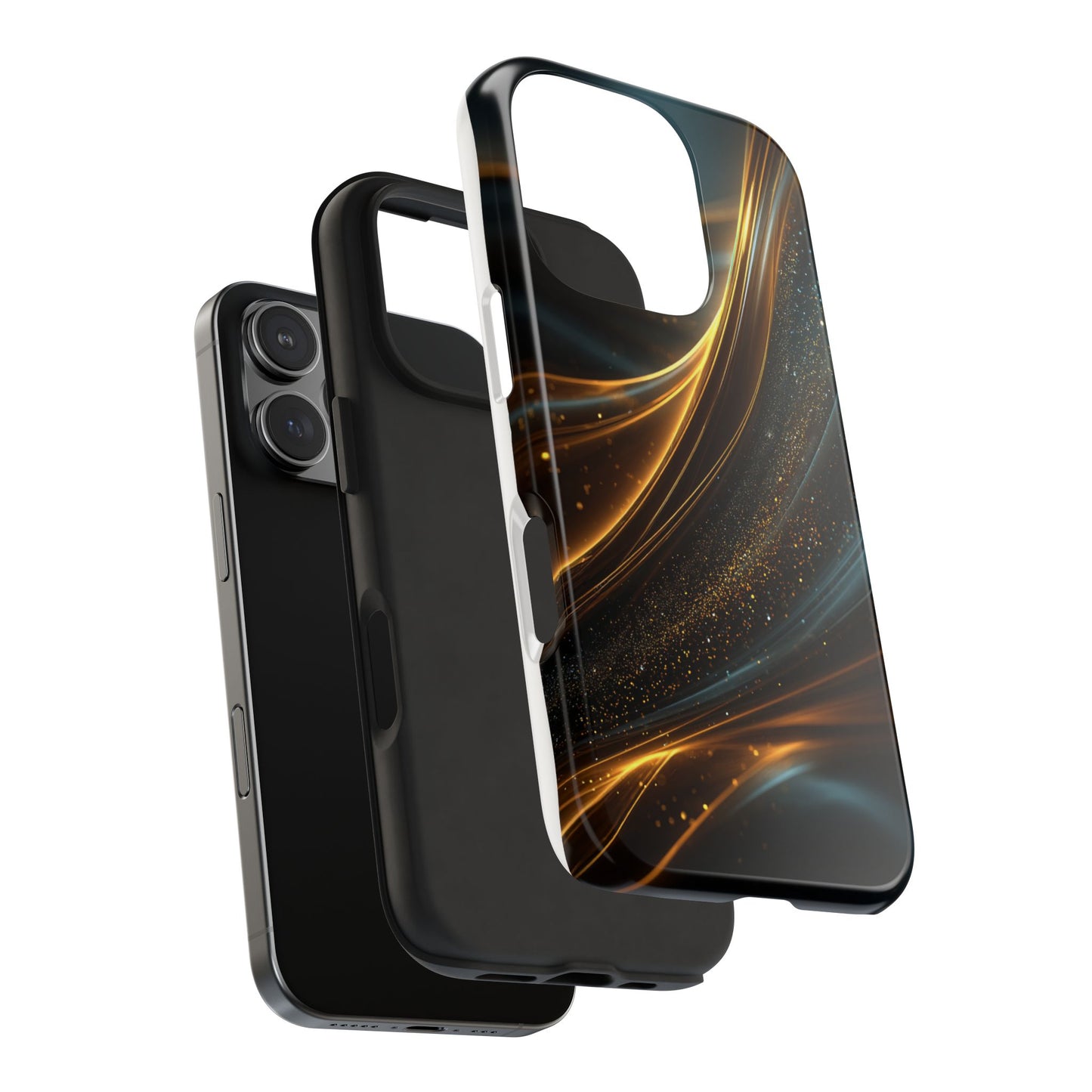 Elegant Tough Phone Case with Glittering Waves Design