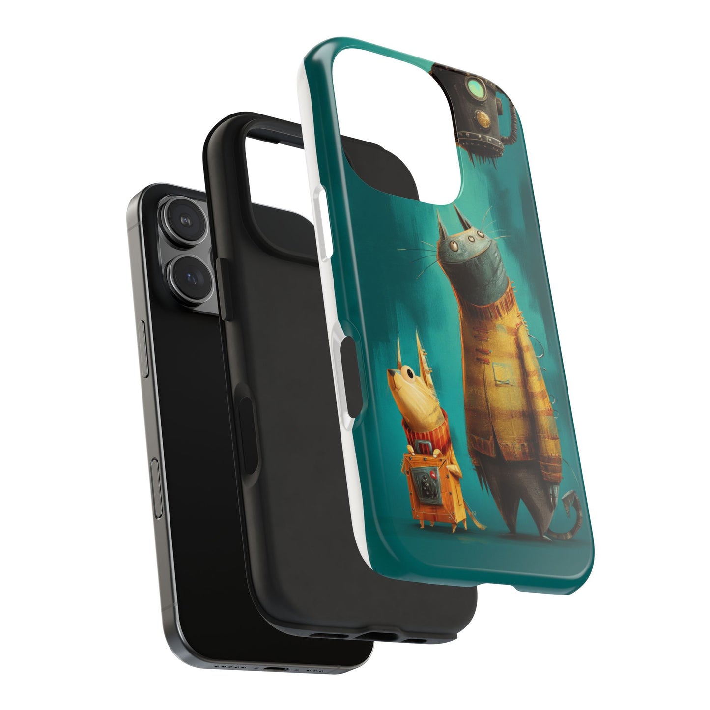 Whimsical Cat Adventure Tough Phone Case - Unique Design for Animal Lovers