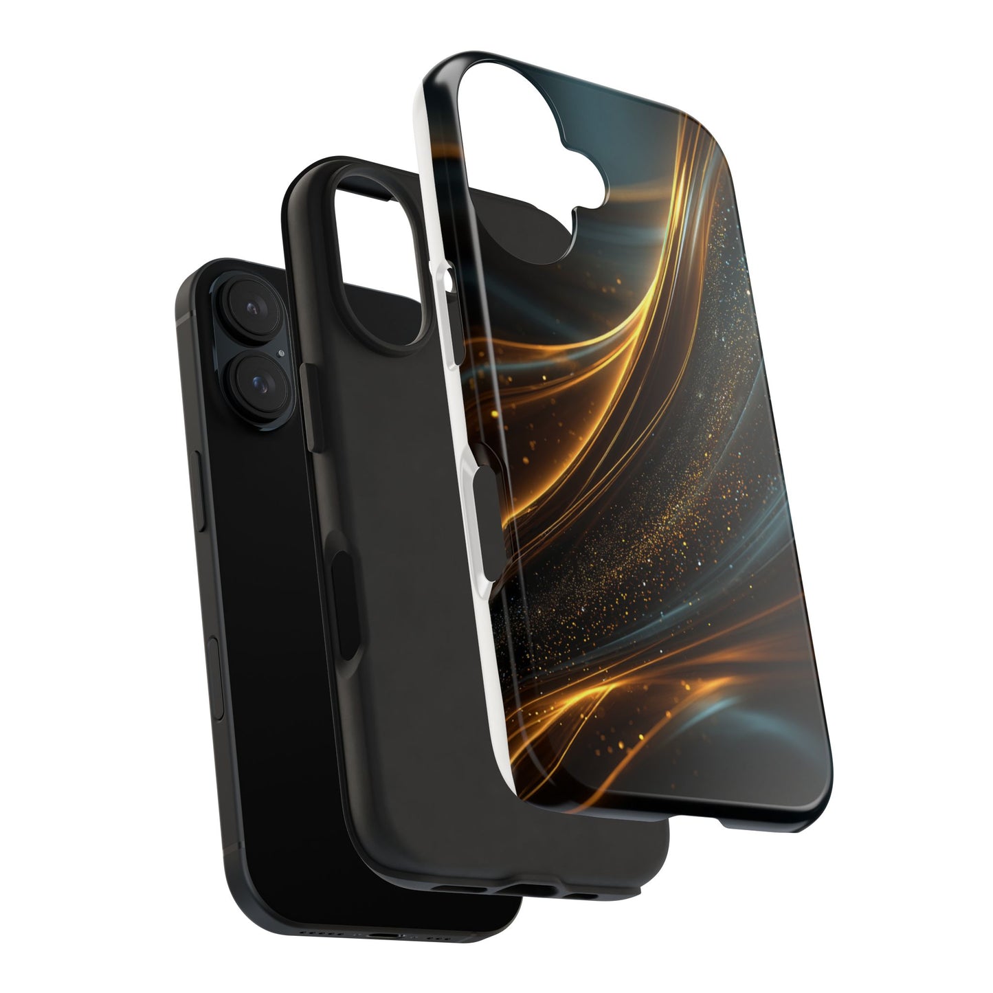Elegant Tough Phone Case with Glittering Waves Design
