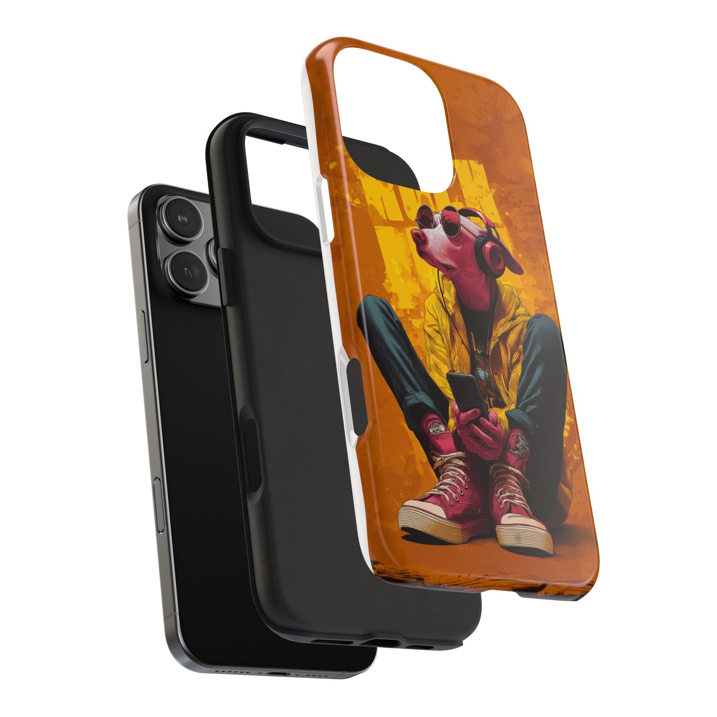 Dog with Pink Sunglasses and Headphones Tough Phone Case
