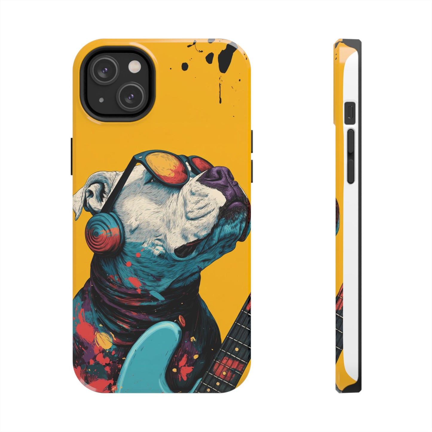French Bulldog with Orange Sunglasses and Headphones Tough Phone Case