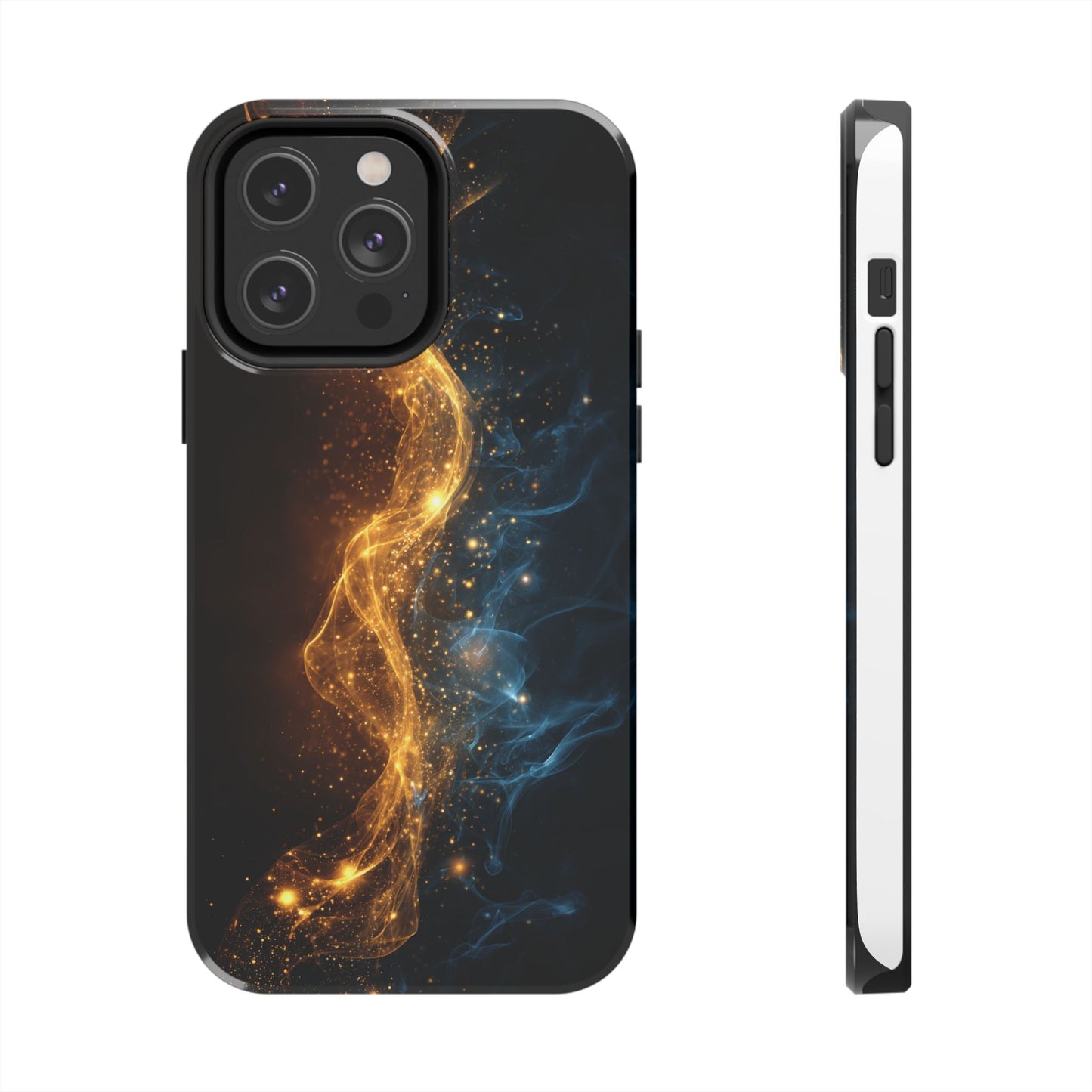 Dynamic Gold and Blue Tough Phone Case - Durable Protection with a Stunning Design