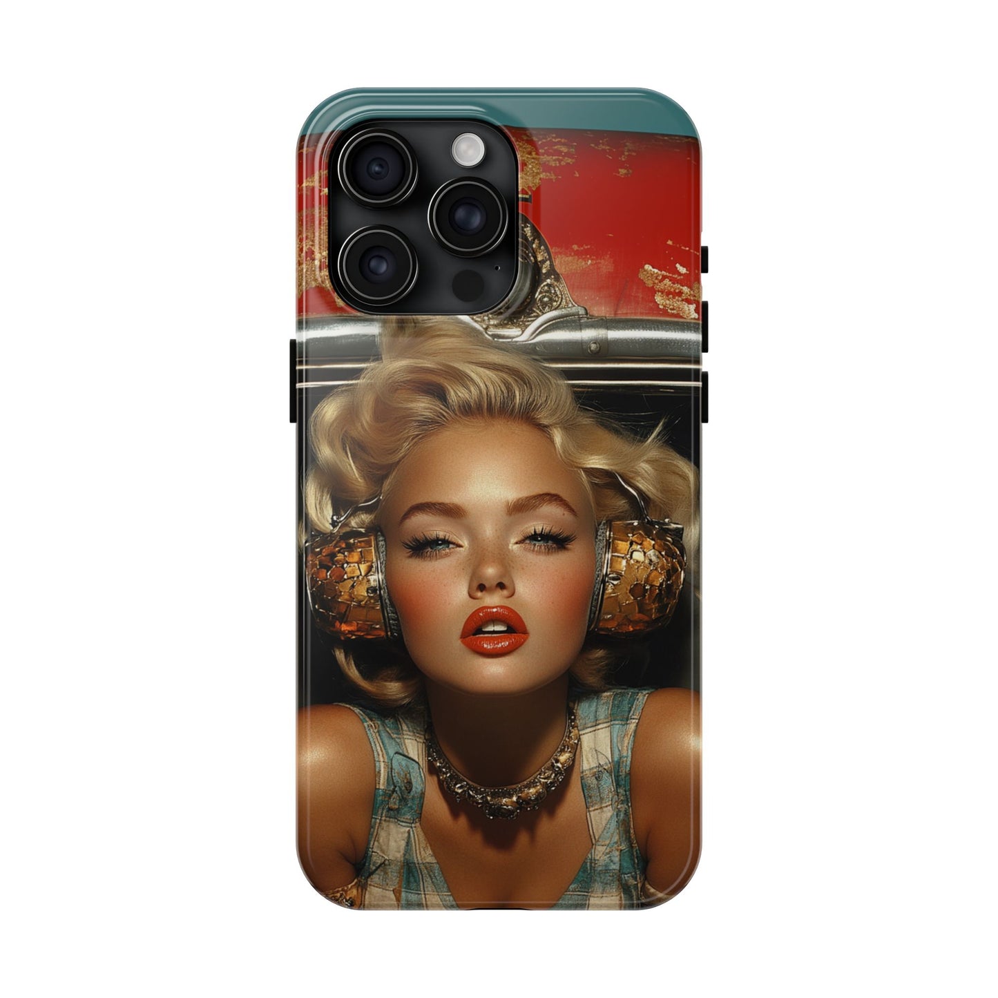Retro Glam Tough Phone Case - Stylish Protection for Music Lovers