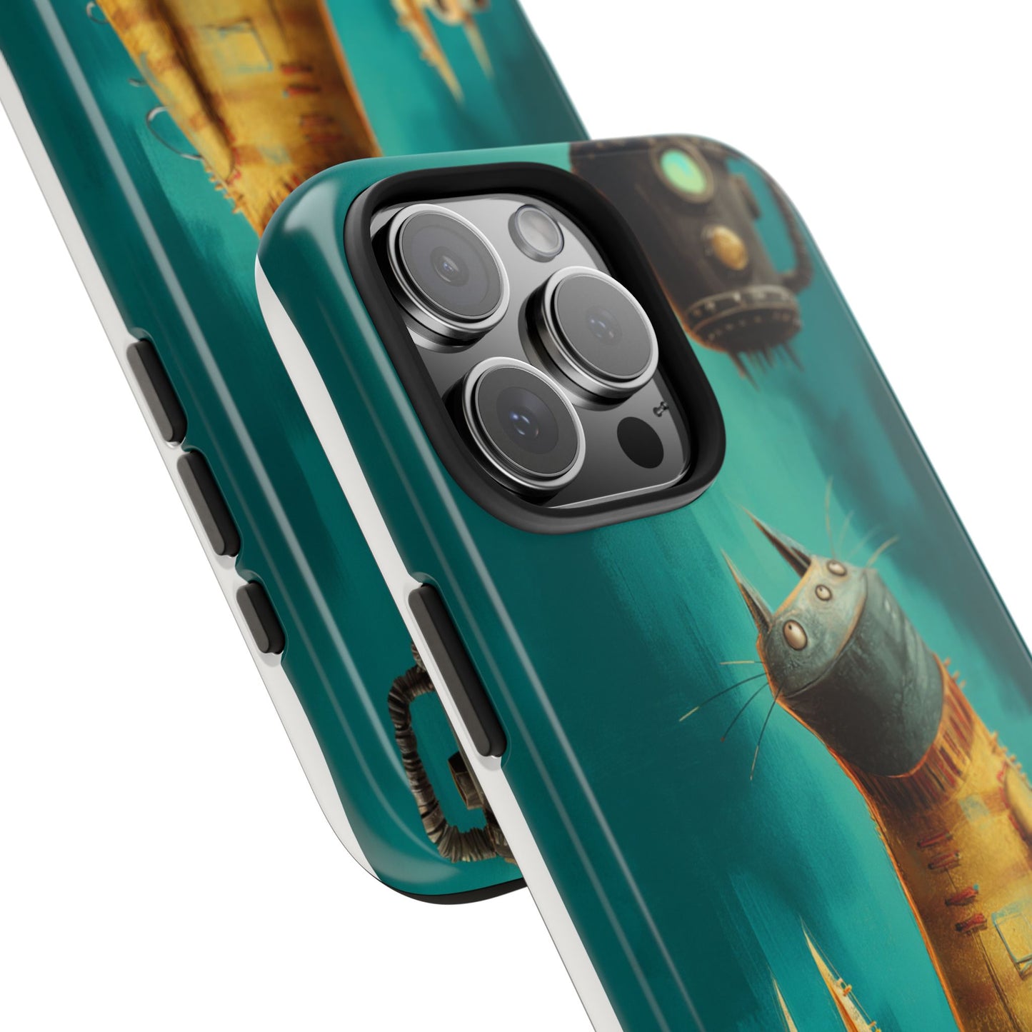 Whimsical Cat Adventure Tough Phone Case - Unique Design for Animal Lovers