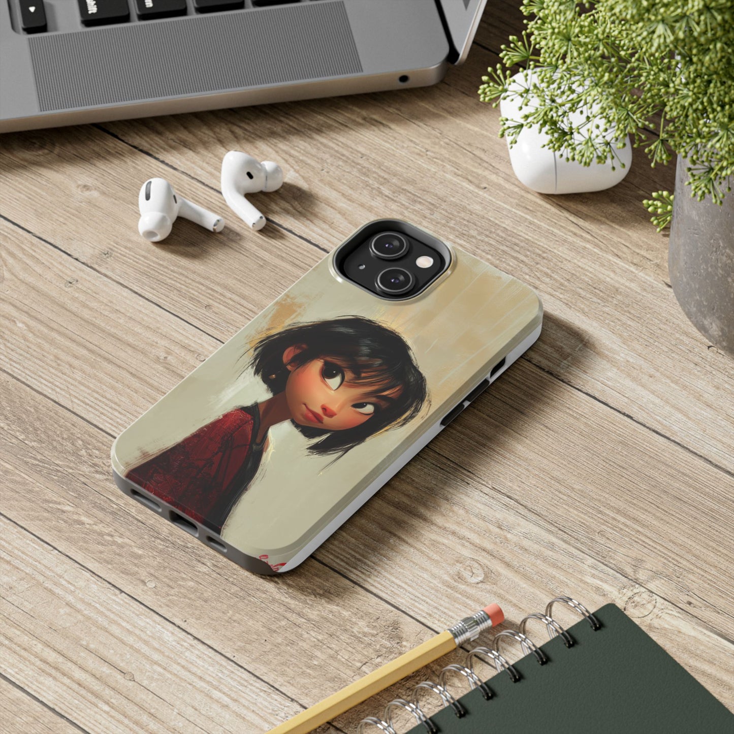 Artistic Tough Phone Case - Cute Character Design for Kids and Teens