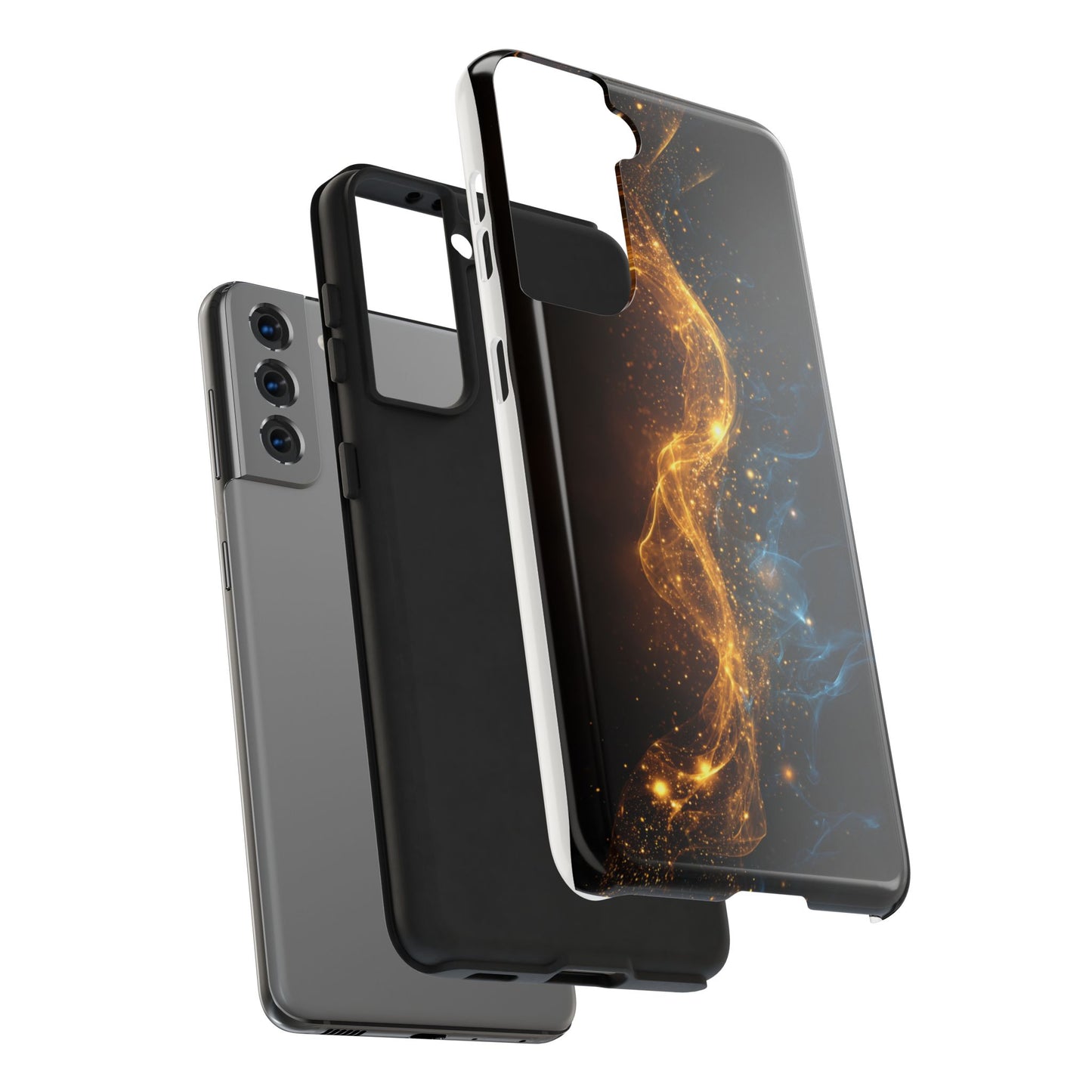 Dynamic Gold and Blue Tough Phone Case - Durable Protection with a Stunning Design