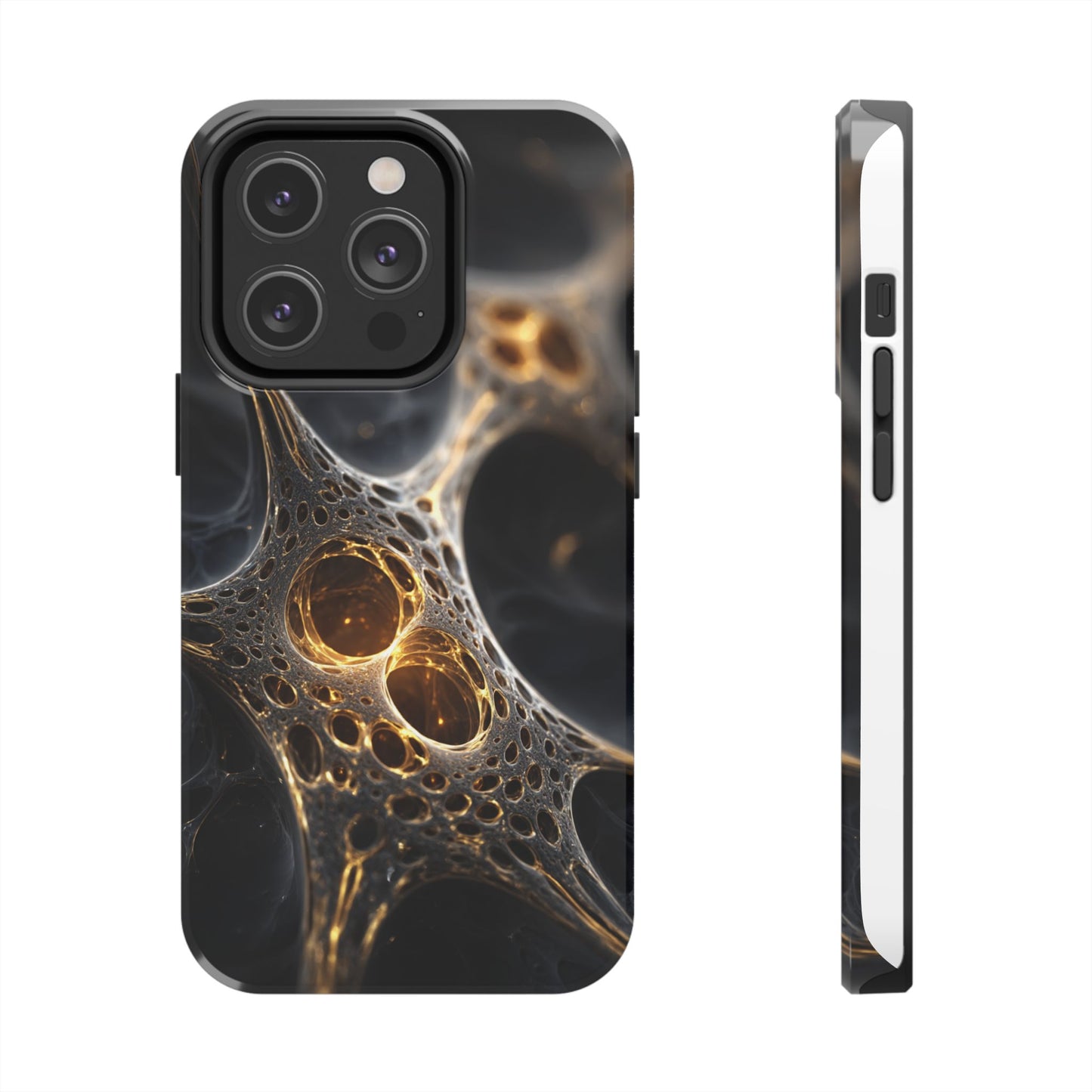 Luxurious Abstract Tough Phone Case - Gold and Black Design