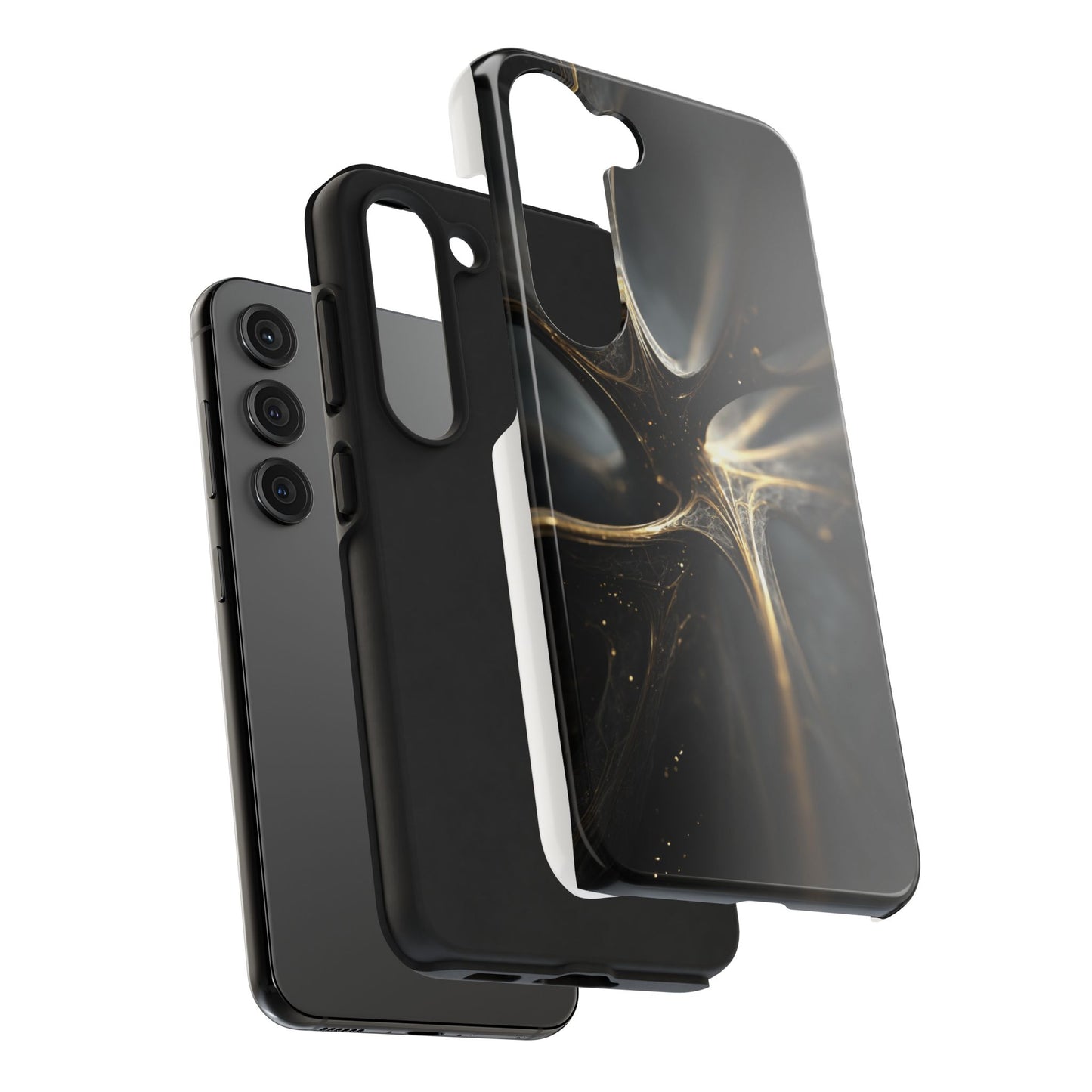 Elegant Tough Phone Case with Abstract Metallic Design