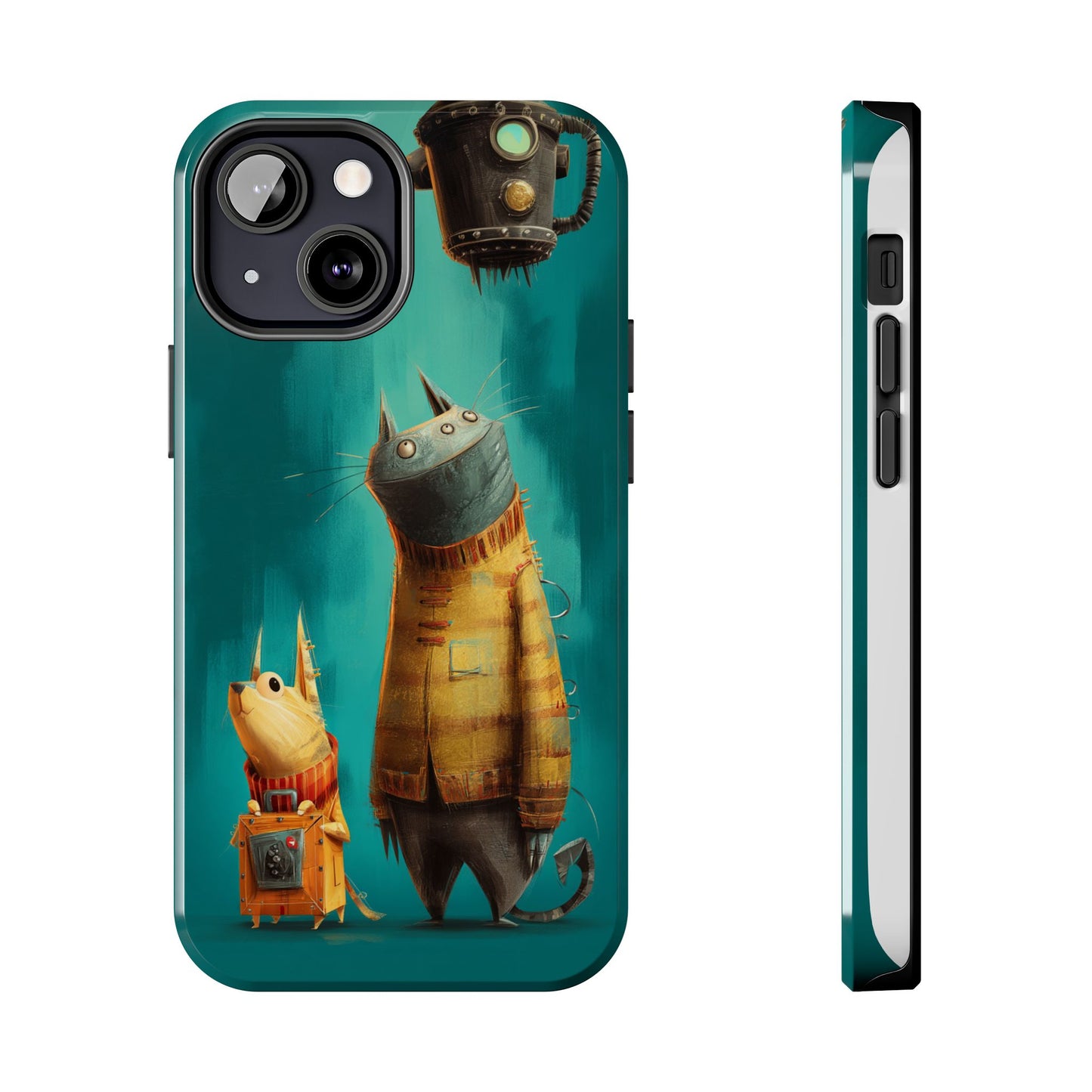 Whimsical Cat Adventure Tough Phone Case - Unique Design for Animal Lovers