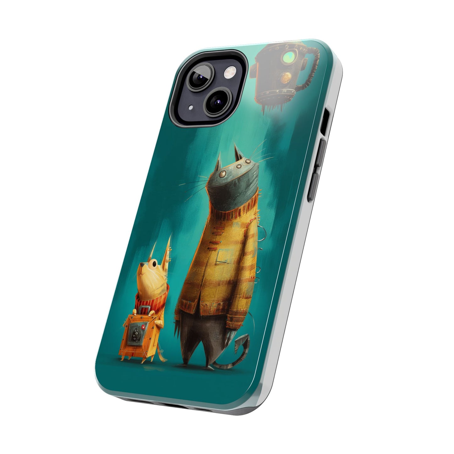 Whimsical Cat Adventure Tough Phone Case - Unique Design for Animal Lovers
