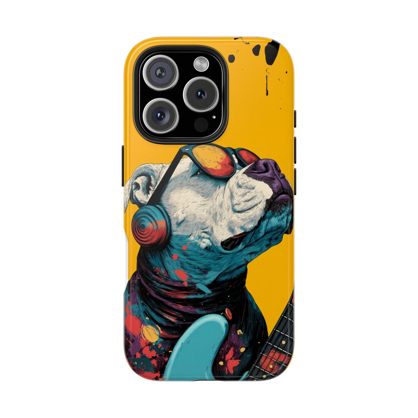 French Bulldog with Orange Sunglasses and Headphones Tough Phone Case