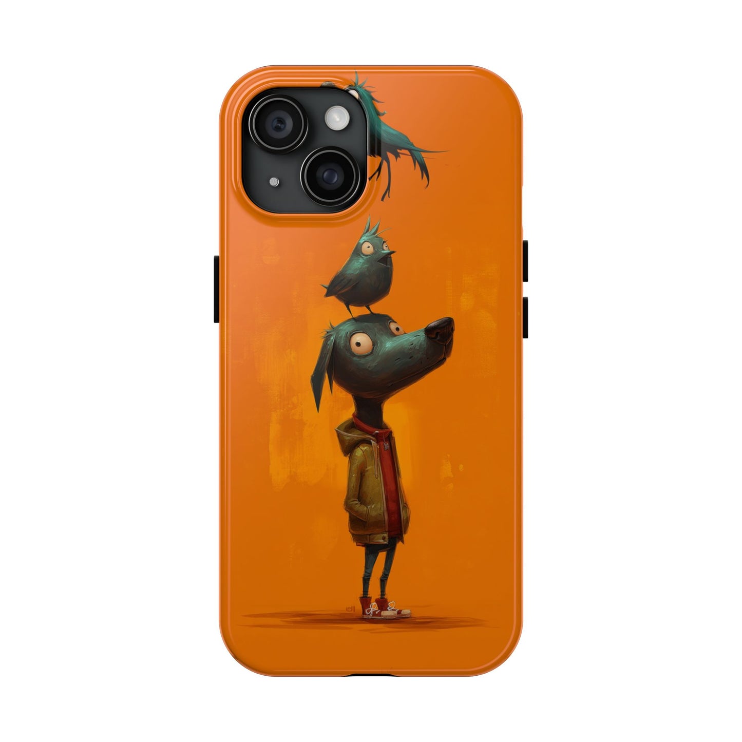 Fun Dog & Bird Tough Phone Cases - Quirky Animal Art for Pet Lovers