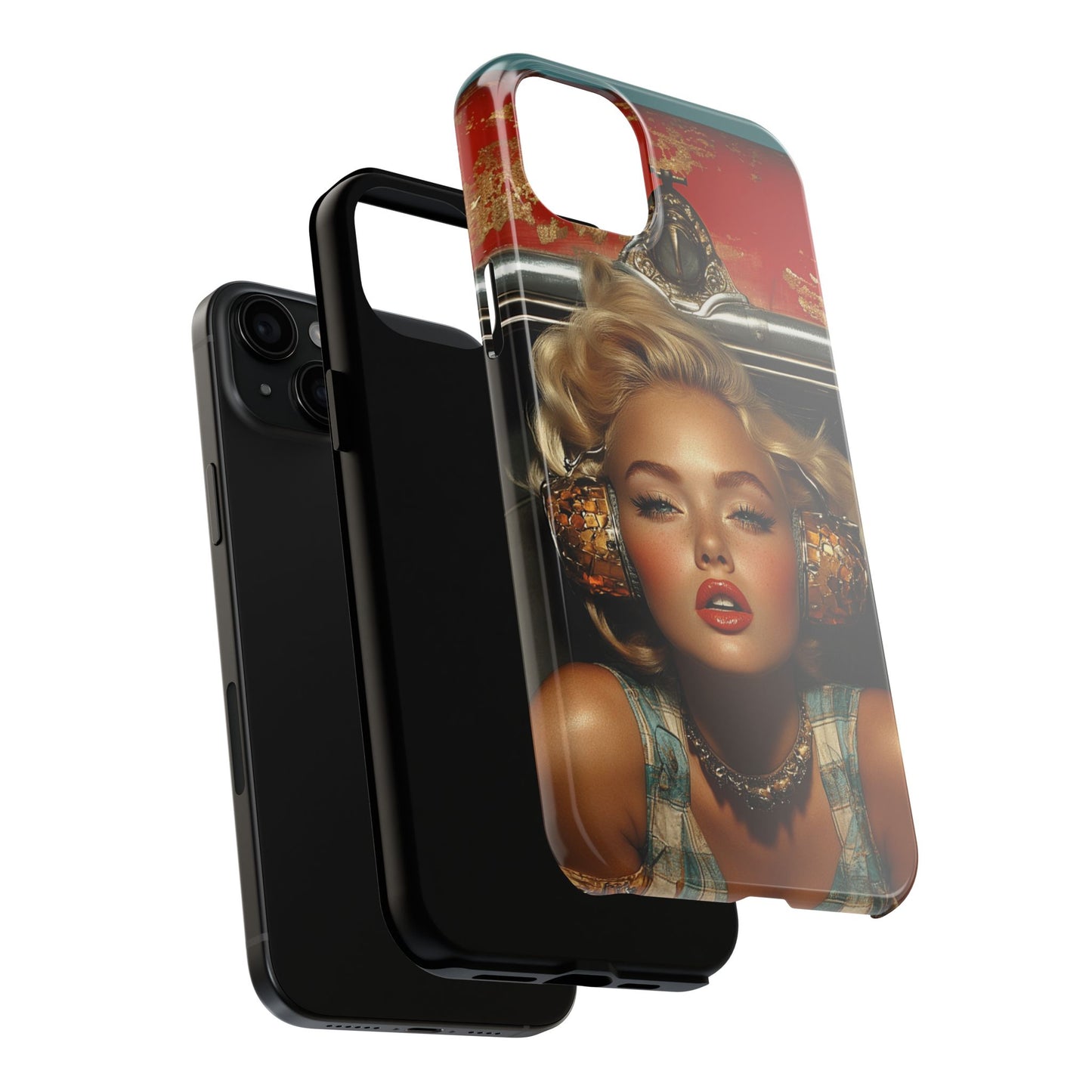 Retro Glam Tough Phone Case - Stylish Protection for Music Lovers