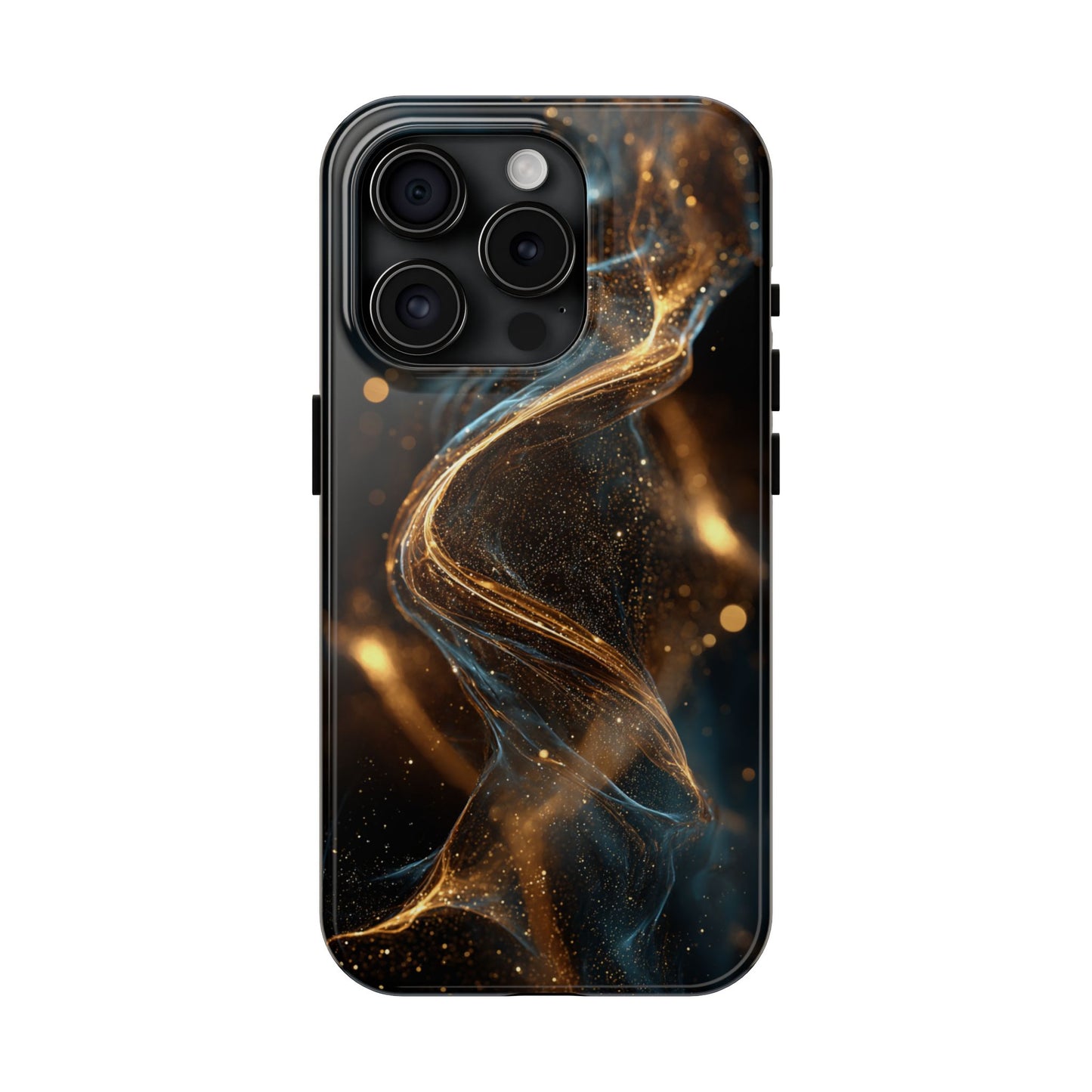 Stylish Tough Phone Case with Elegant Gold Swirl Design