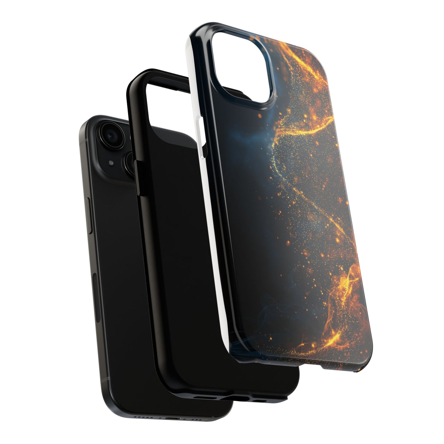 Sleek Tough Phone Cases with Abstract Gold and Blue Design