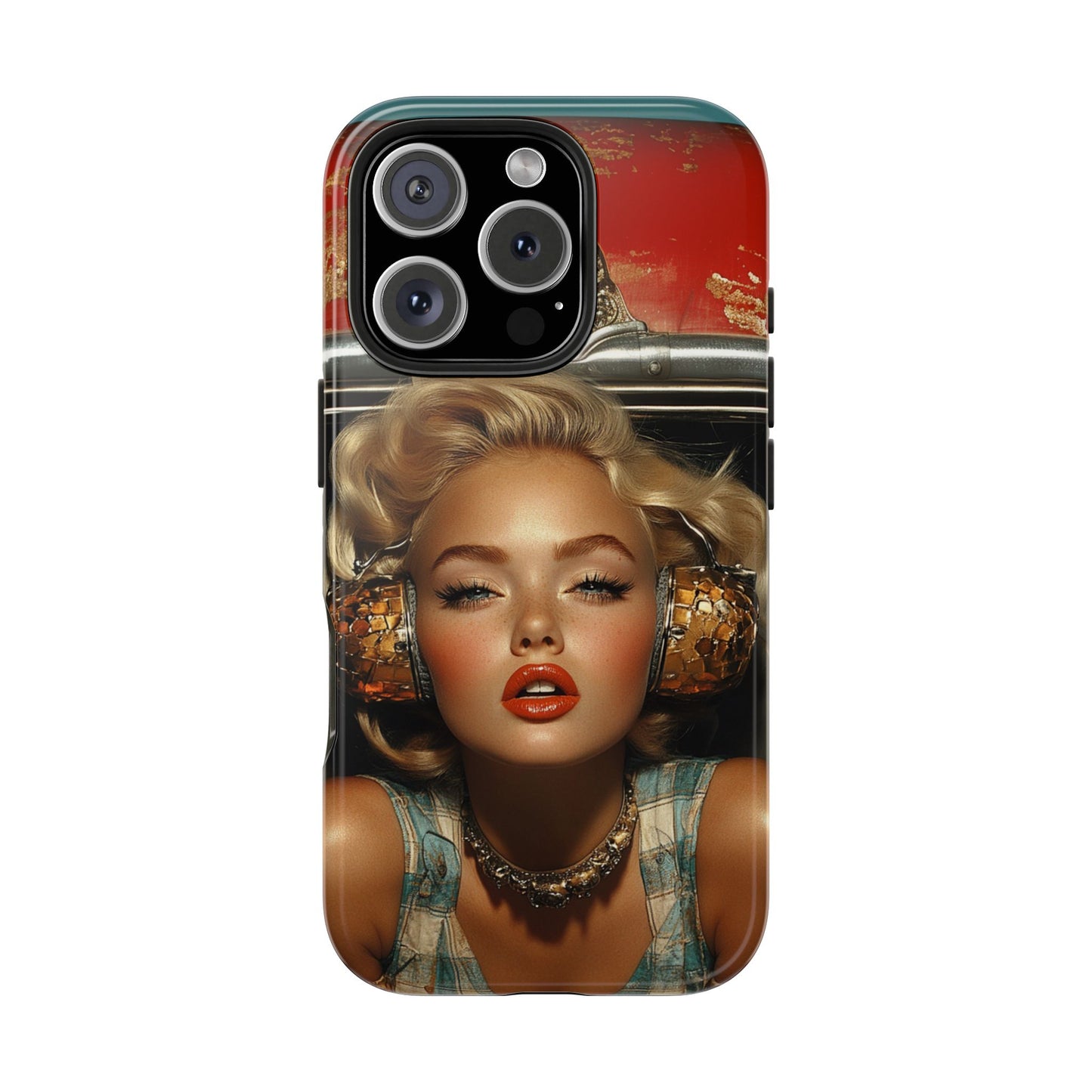 Retro Glam Tough Phone Case - Stylish Protection for Music Lovers