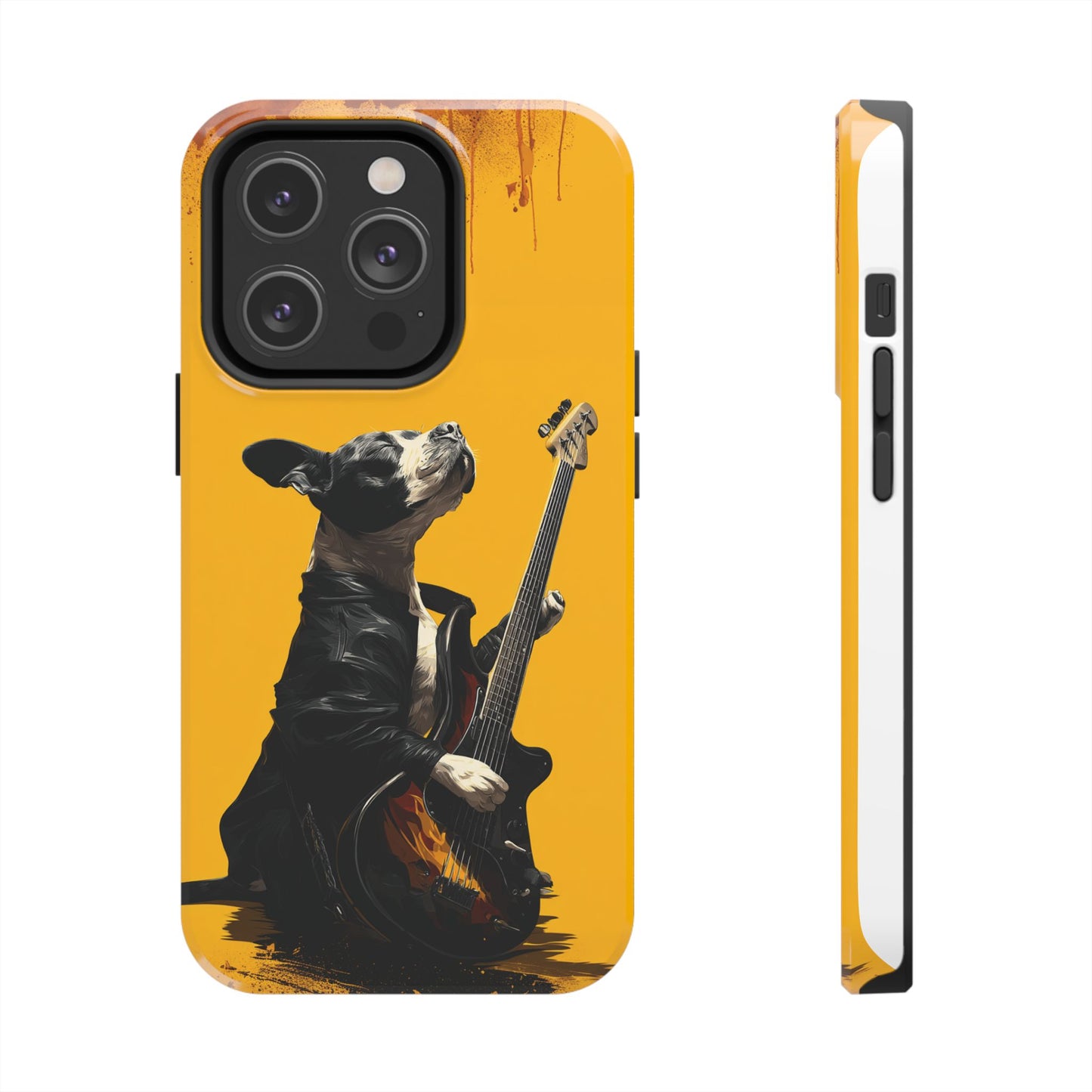 Rock Star Dog with Guitar Tough Phone Case – Wearable Art for Pet & Music Enthusiasts