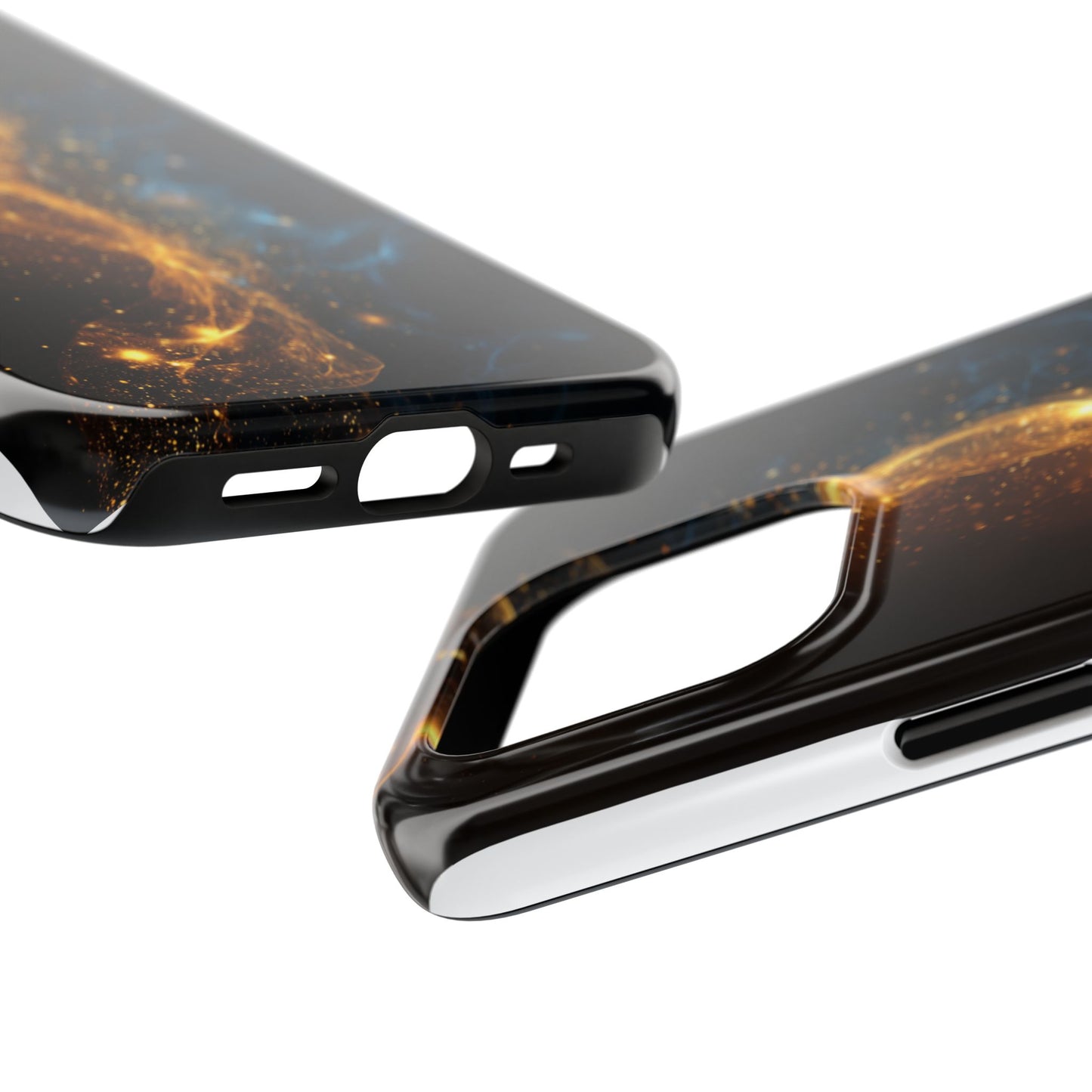 Dynamic Gold and Blue Tough Phone Case - Durable Protection with a Stunning Design