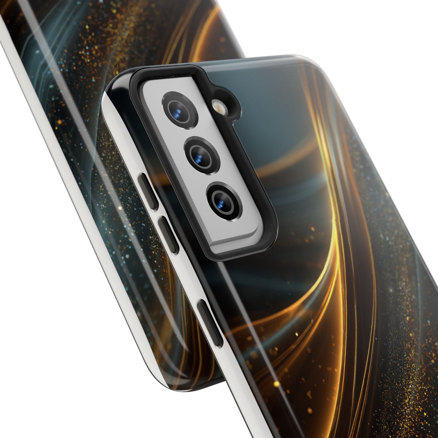 Elegant Tough Phone Case with Glittering Waves Design