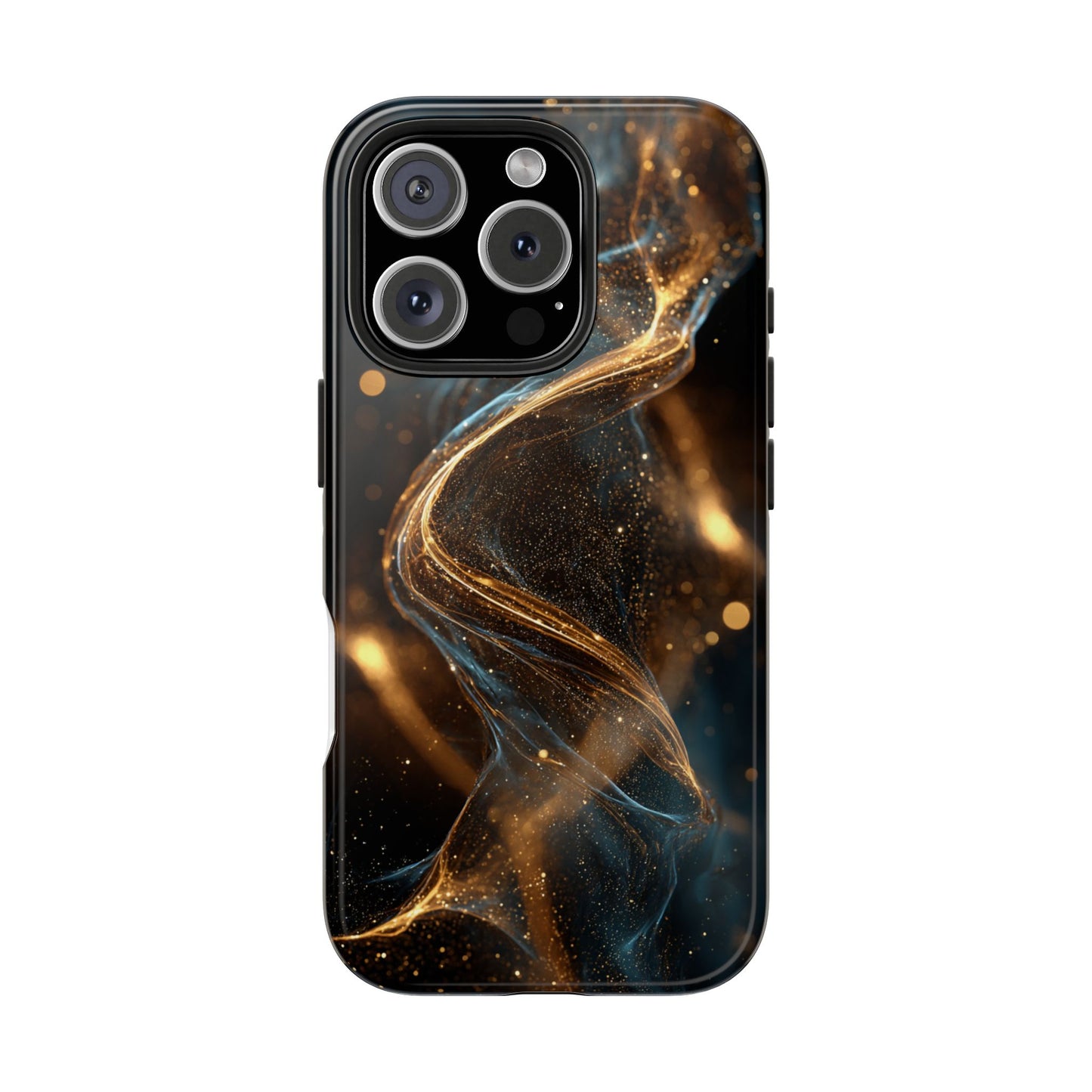 Stylish Tough Phone Case with Elegant Gold Swirl Design
