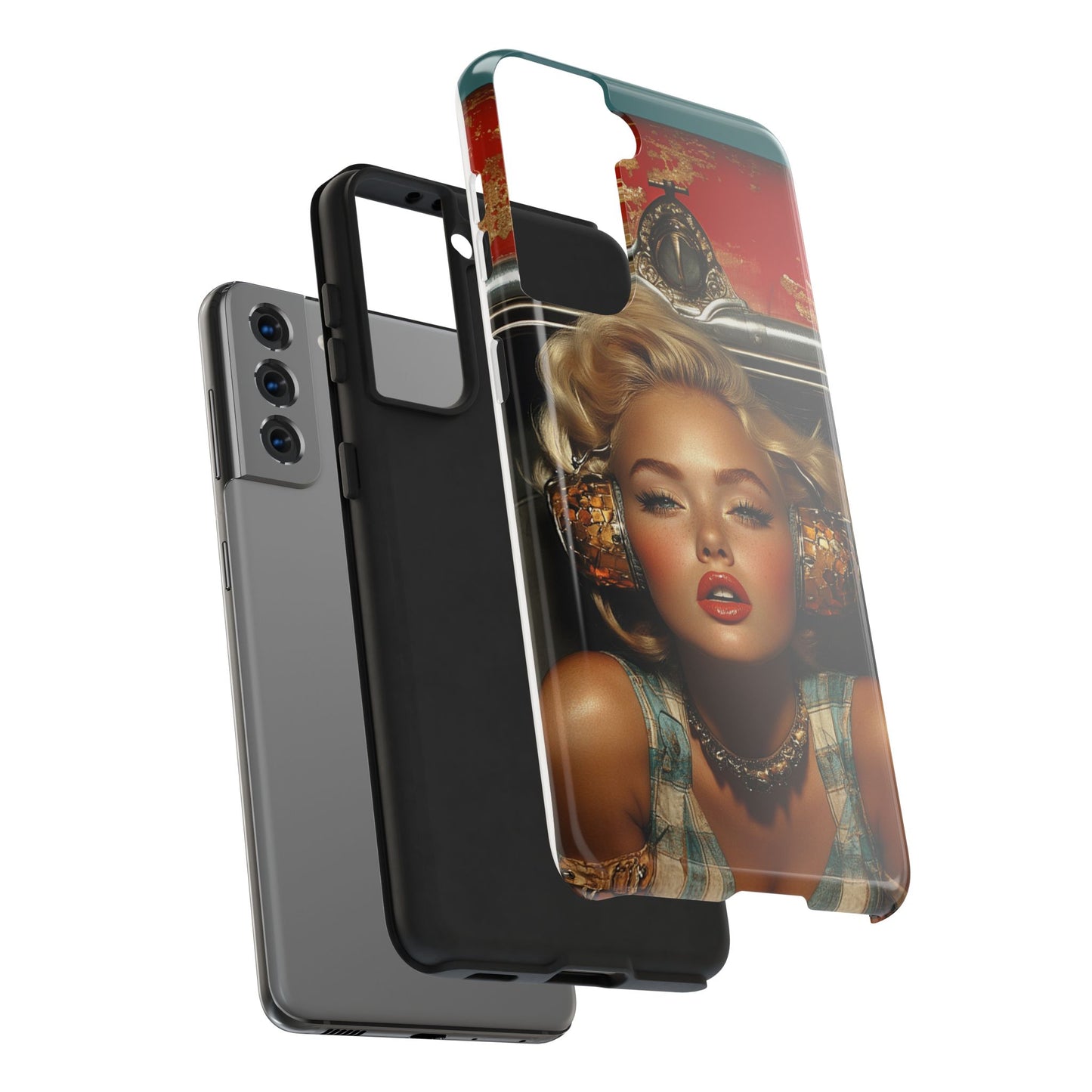 Retro Glam Tough Phone Case - Stylish Protection for Music Lovers