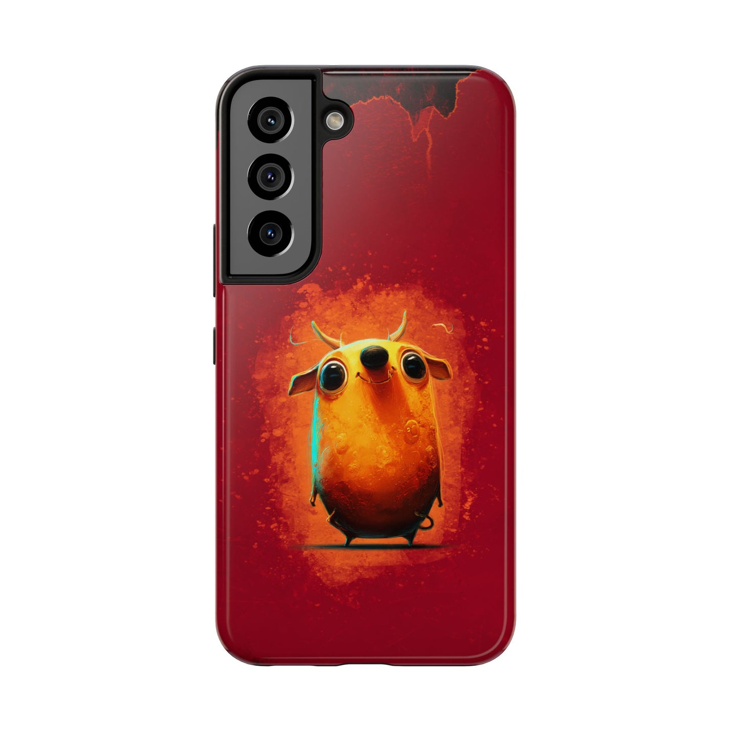 Whimsical Tough Phone Case - Cute Orange Monster Design