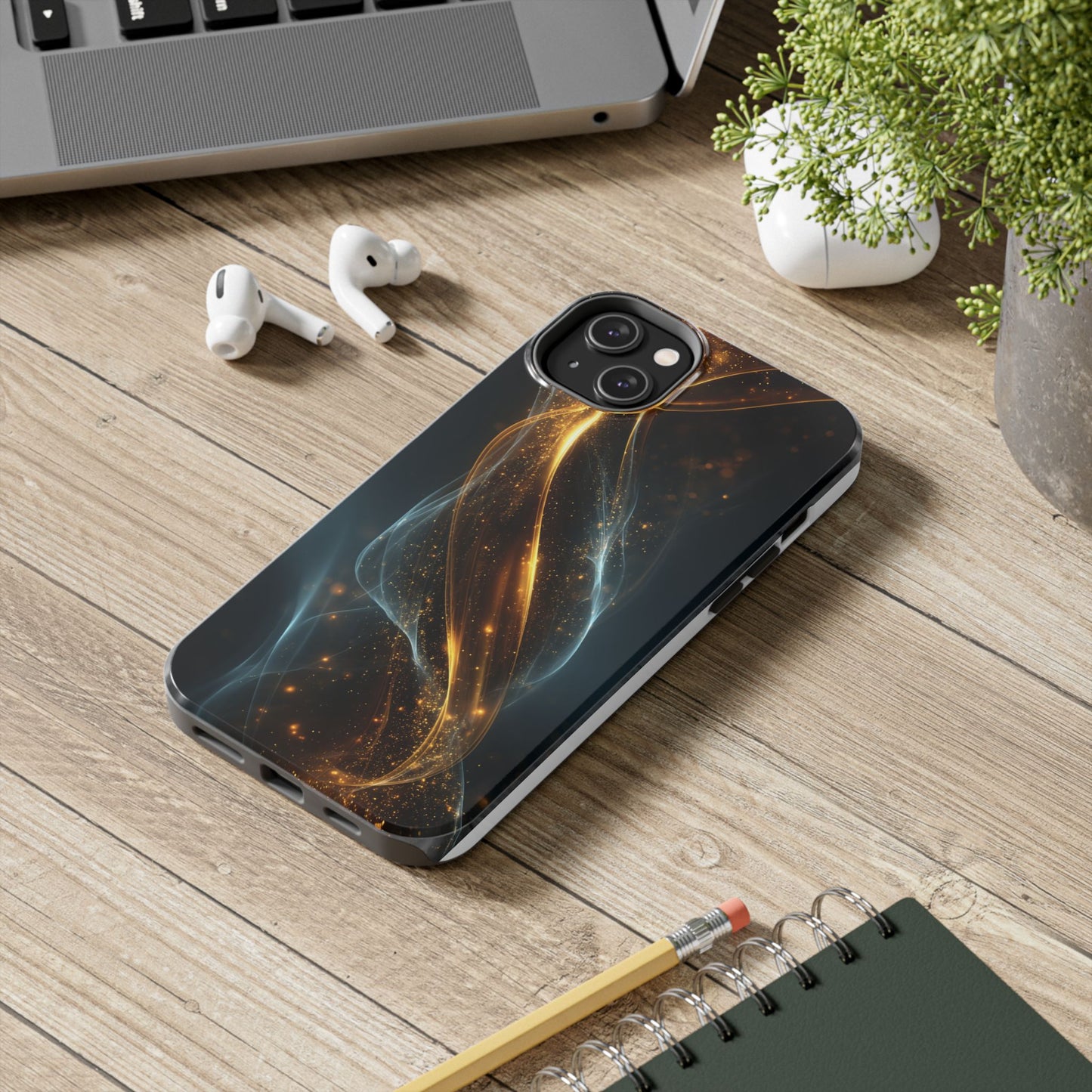 Stylish Tough Phone Case with Elegant Swirl Design