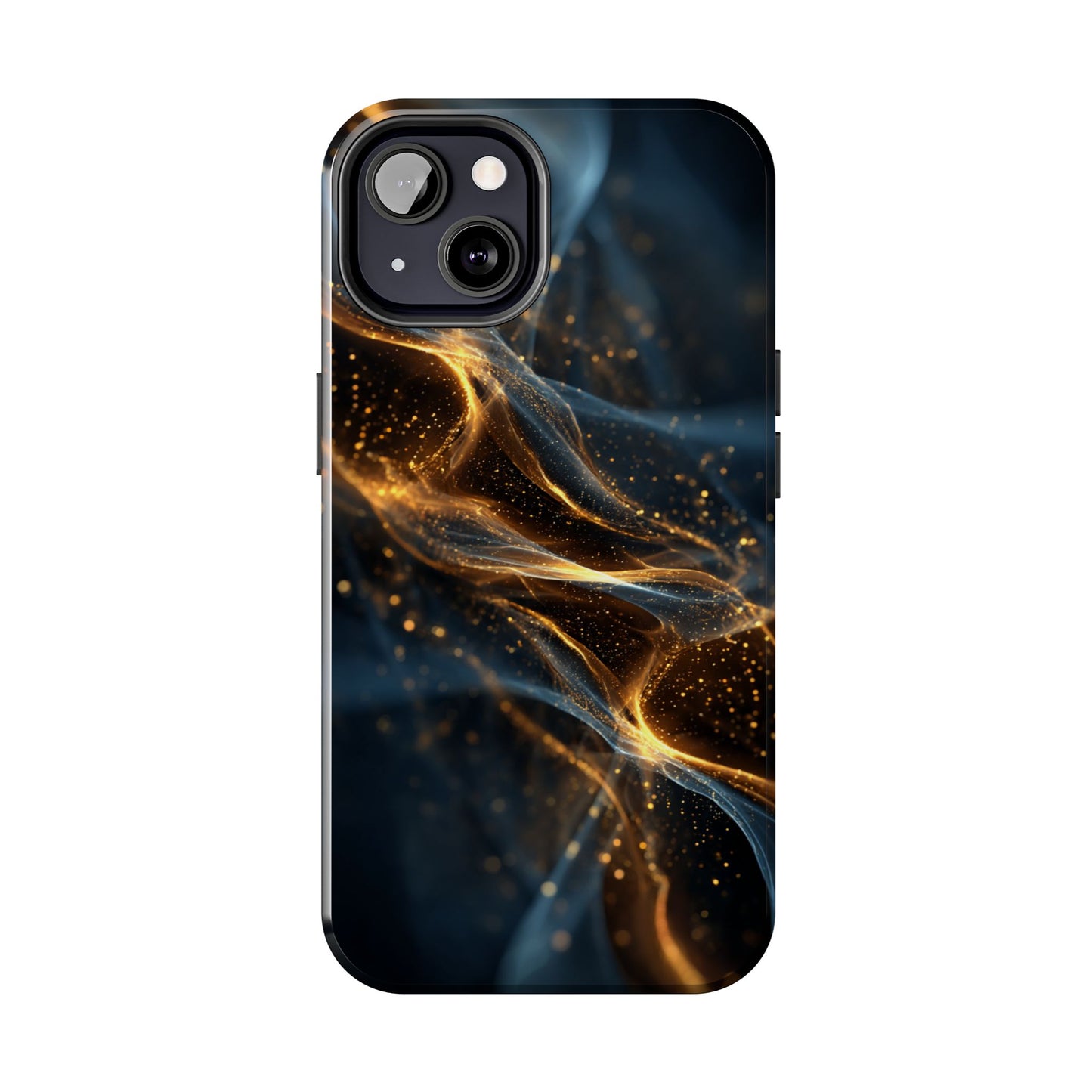 Stylish Tough Phone Case with Golden Swirl Design