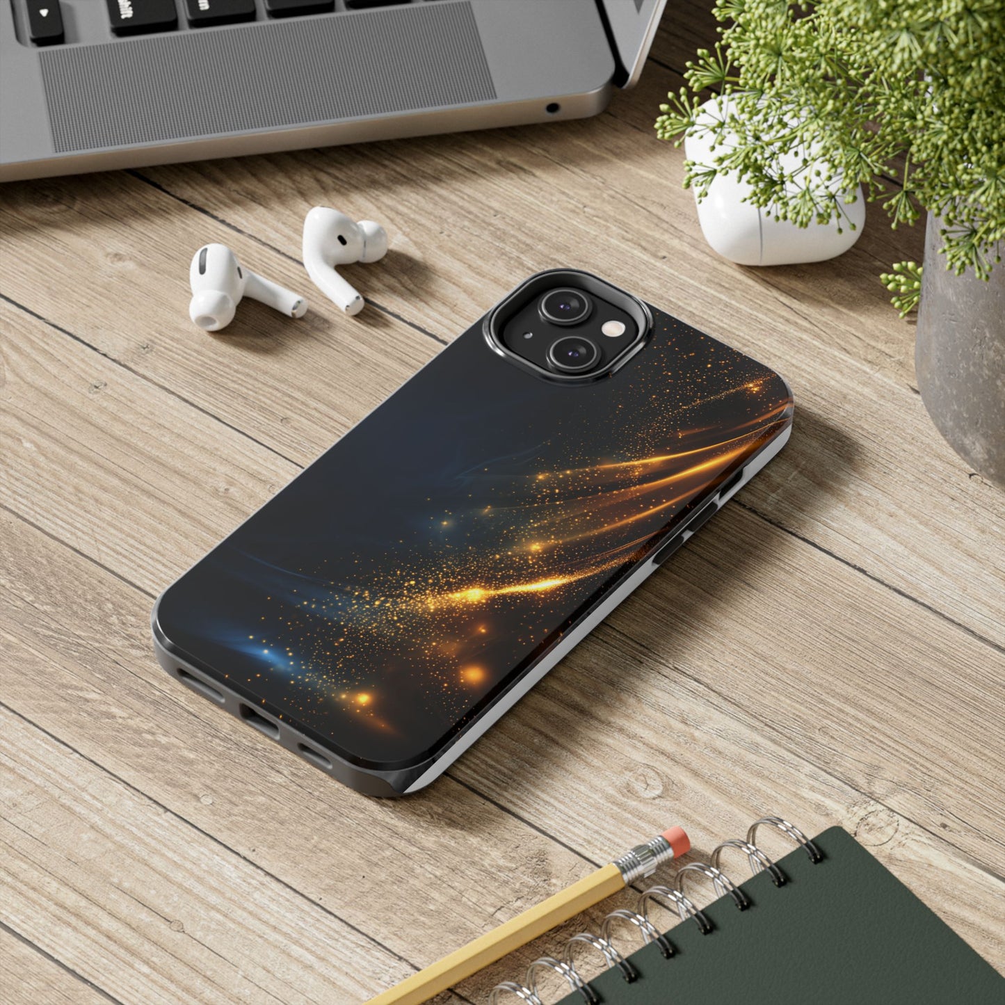 Galaxy Glitter Tough Phone Case - Shockproof Protection for iPhone