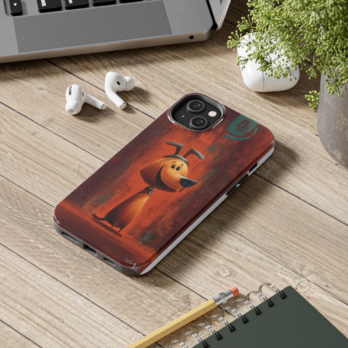 Playful Dog Art Tough Phone Case - Perfect for Pet Lovers