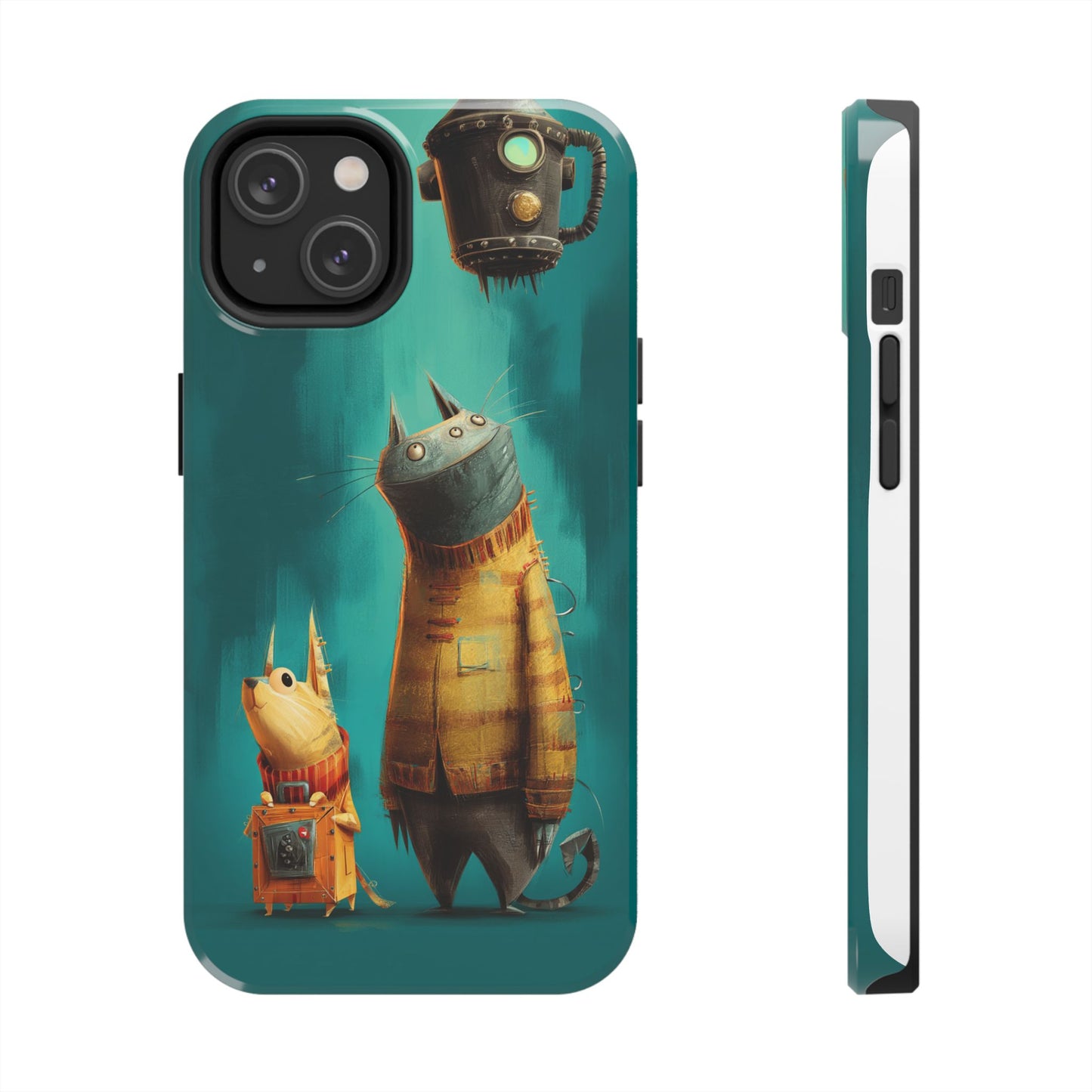 Whimsical Cat Adventure Tough Phone Case - Unique Design for Animal Lovers