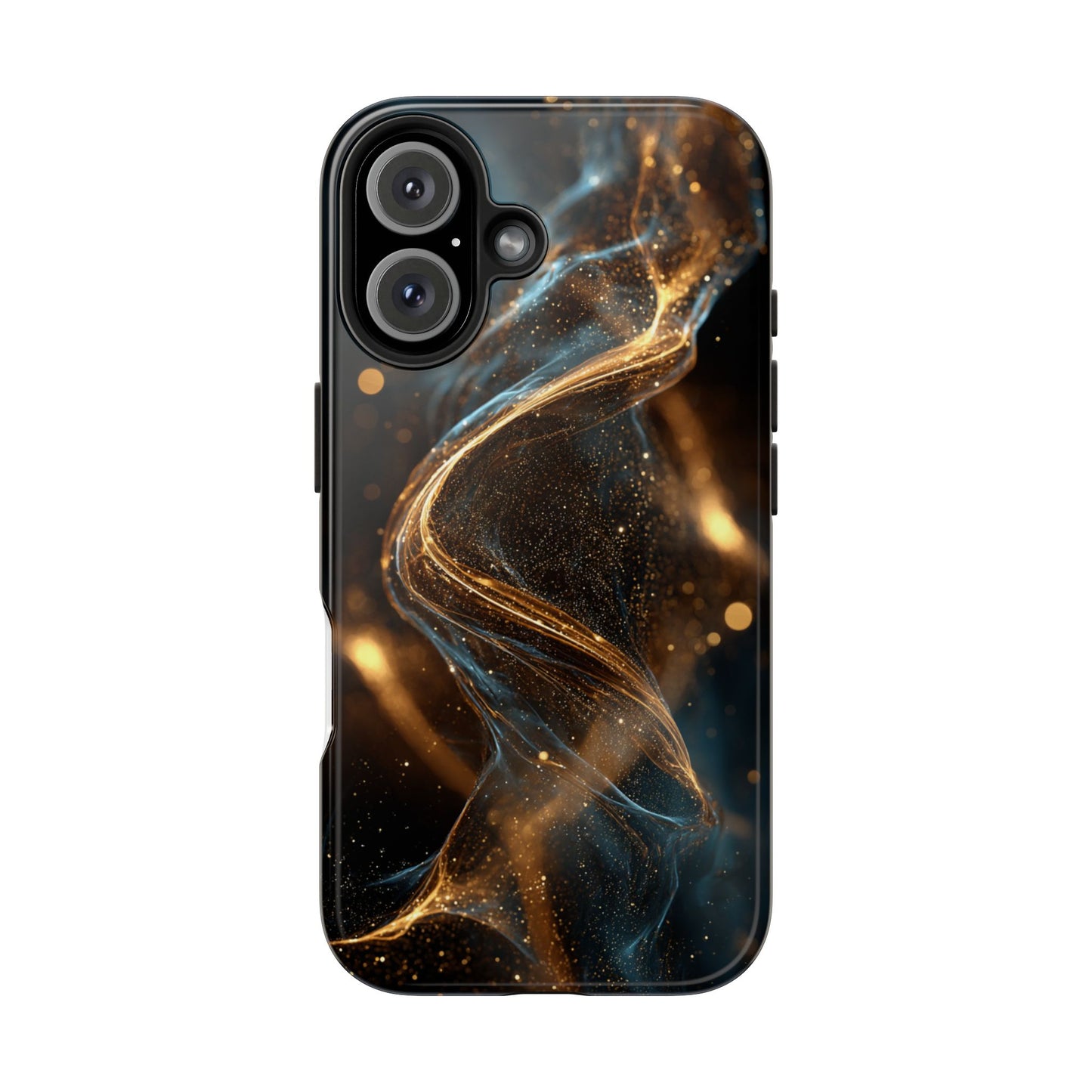 Stylish Tough Phone Case with Elegant Gold Swirl Design