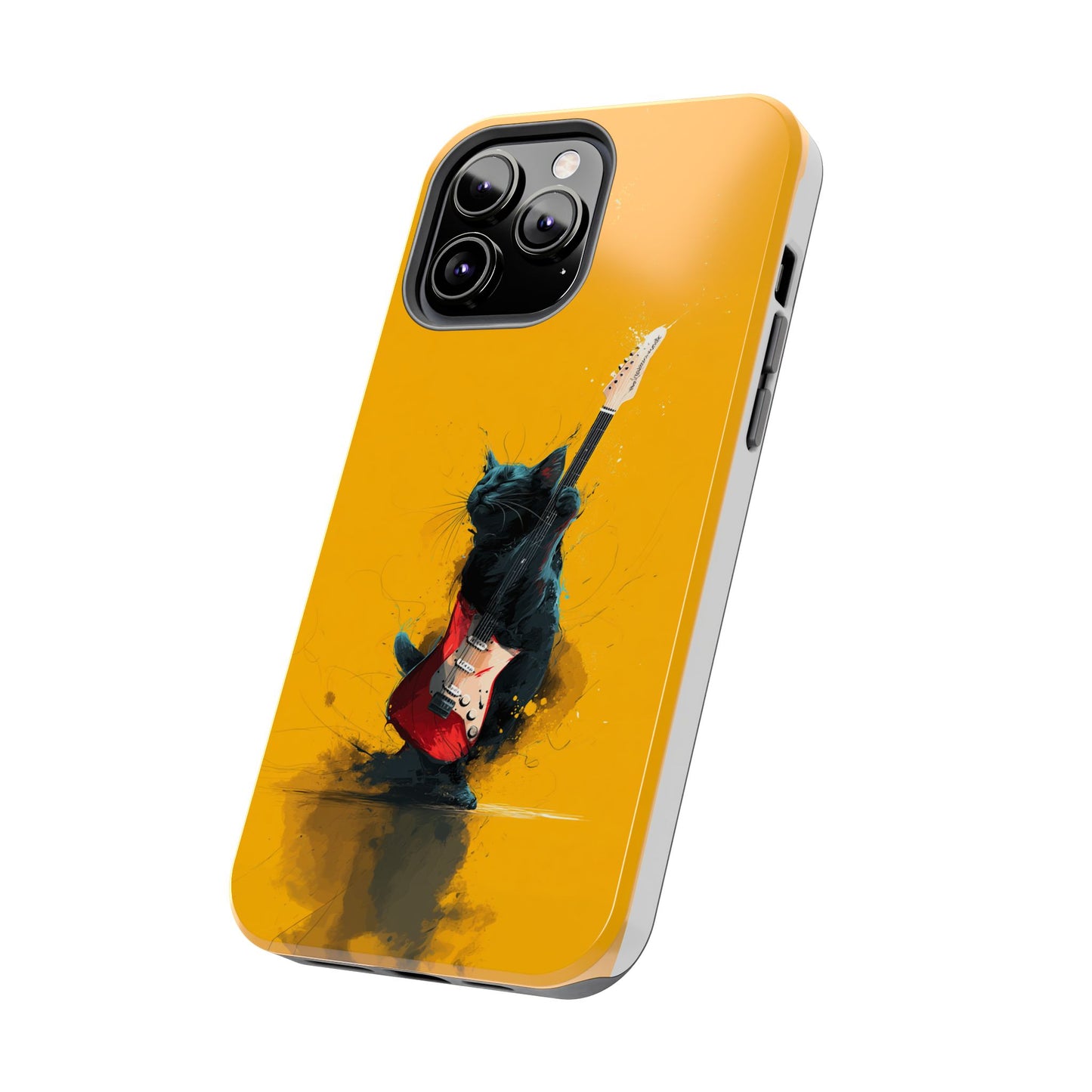 Black Cat Playing Red Guitar Tough Phone Case