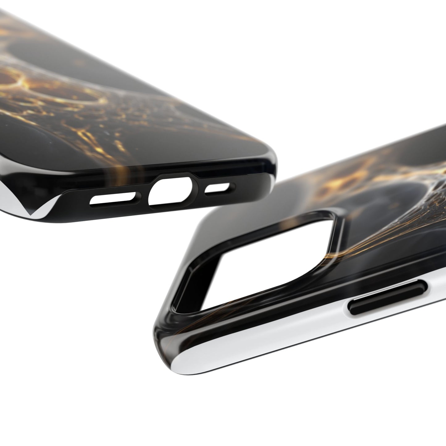 Luxurious Abstract Tough Phone Case - Gold and Black Design