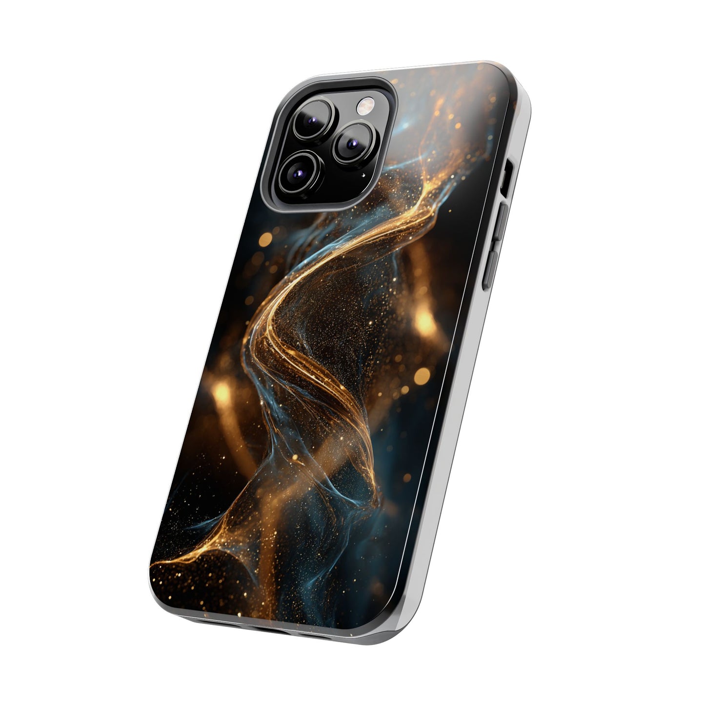 Stylish Tough Phone Case with Elegant Gold Swirl Design