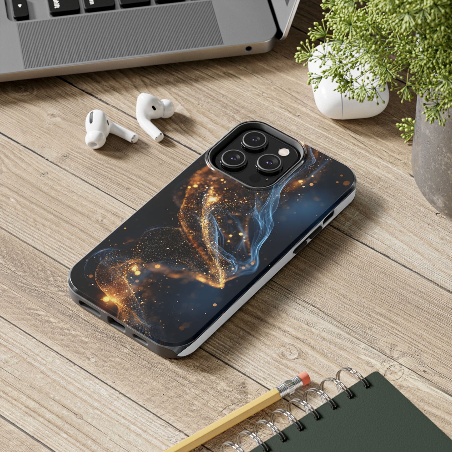 Elegant Gold Swirl Tough Phone Case – Durable & Stylish Protection for Your Device