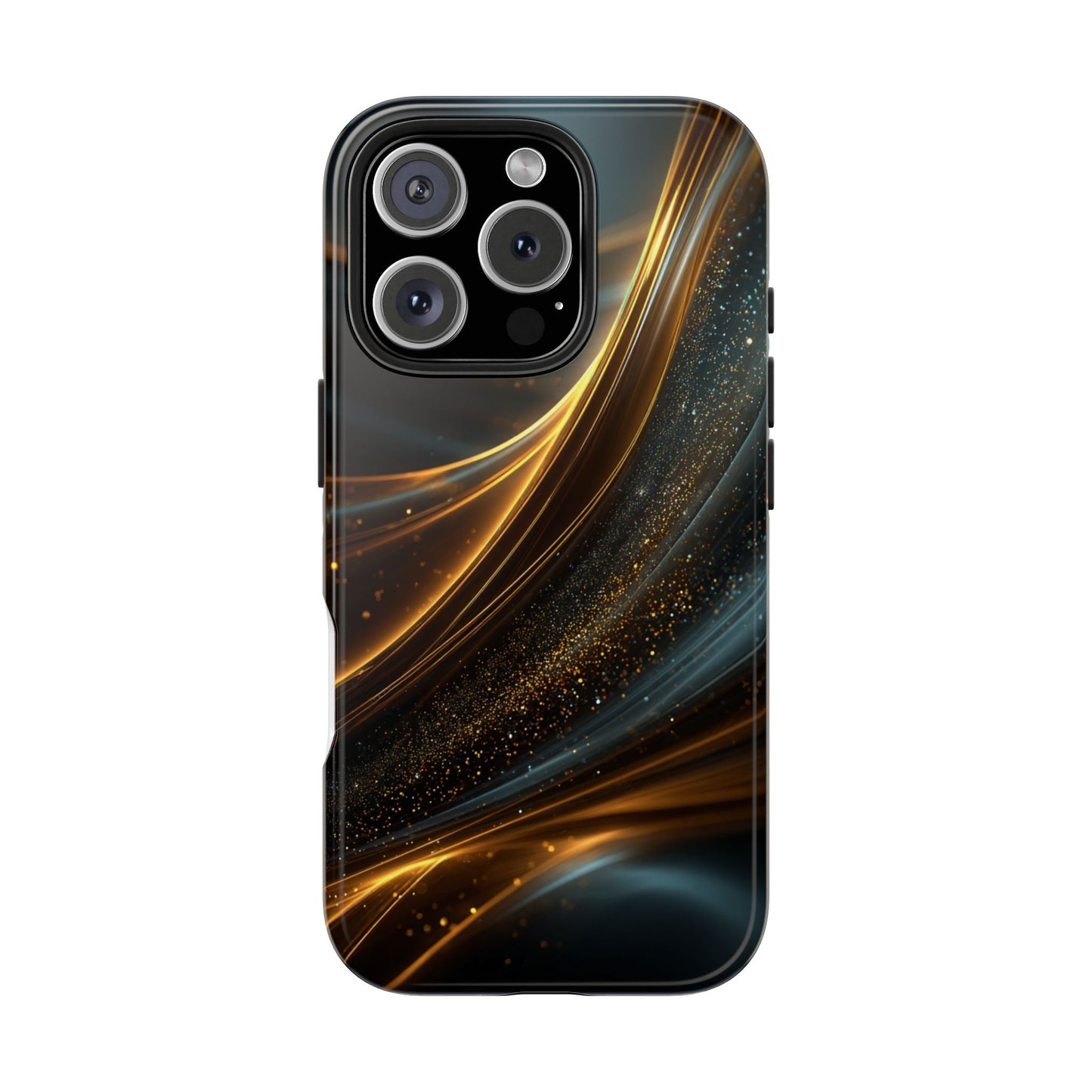 Elegant Tough Phone Case with Glittering Waves Design