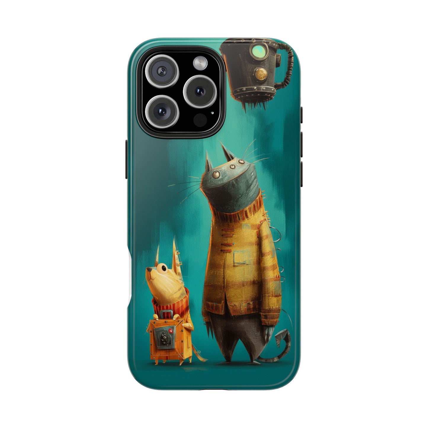 Whimsical Cat Adventure Tough Phone Case - Unique Design for Animal Lovers