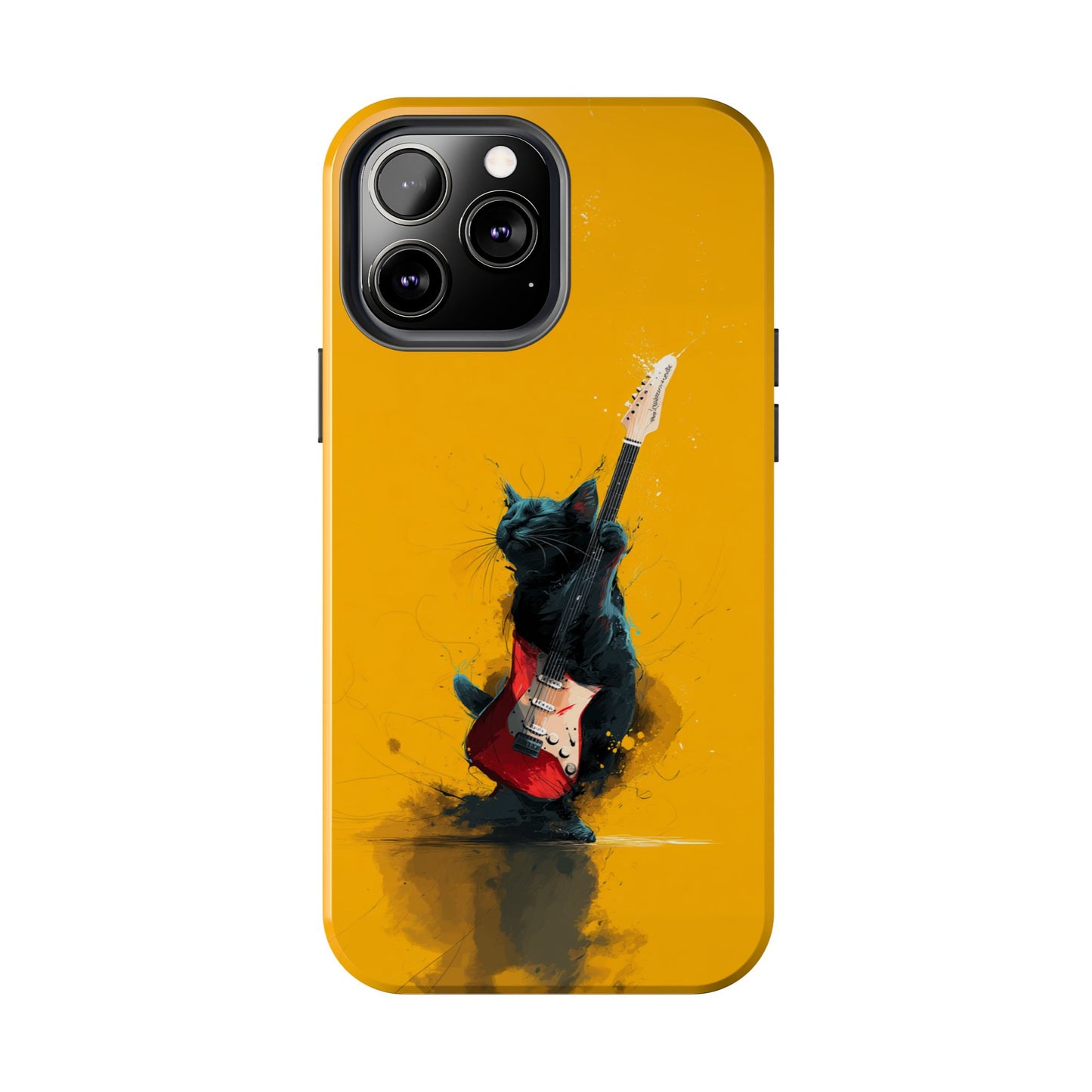 Black Cat Playing Red Guitar Tough Phone Case