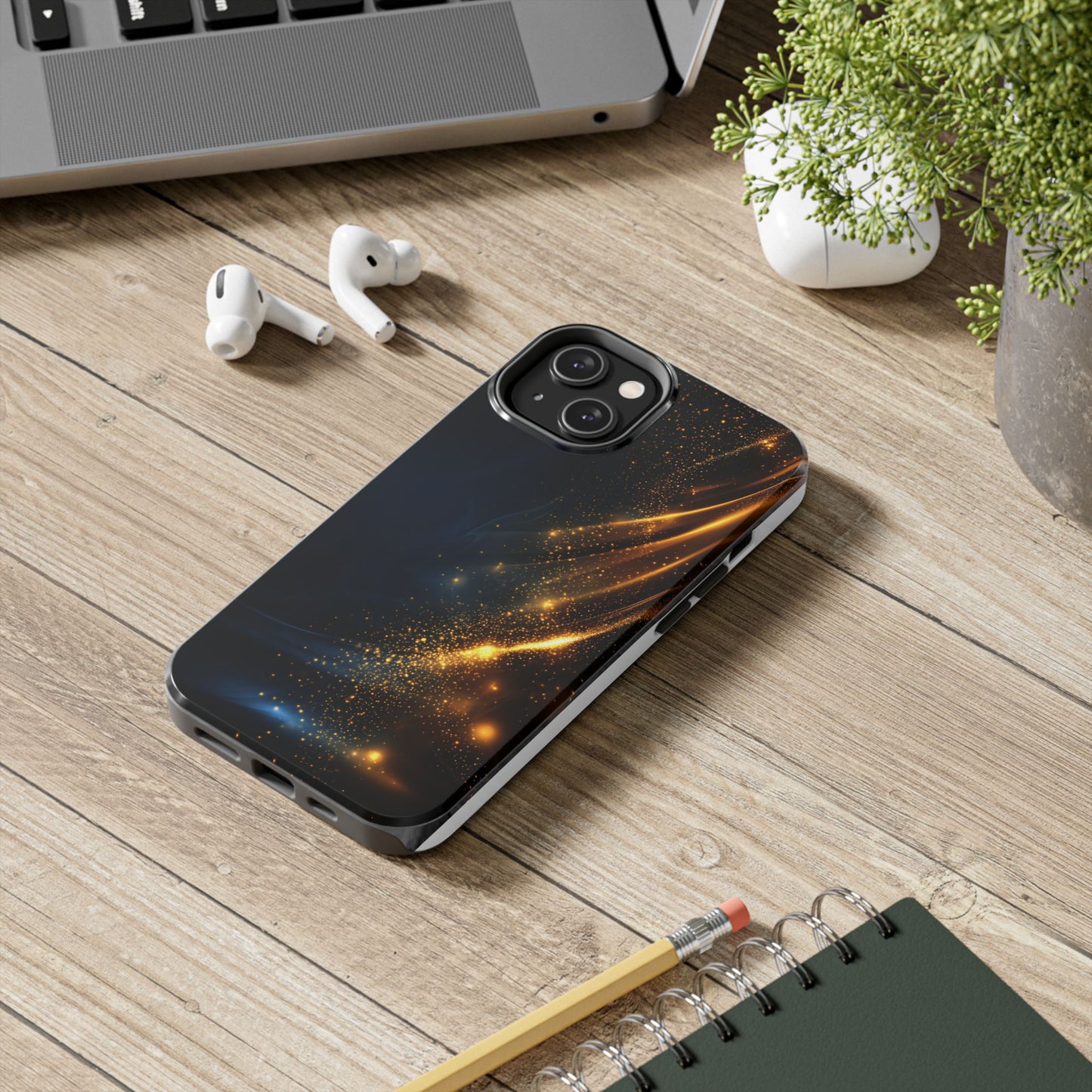 Galaxy Glitter Tough Phone Case - Shockproof Protection for iPhone