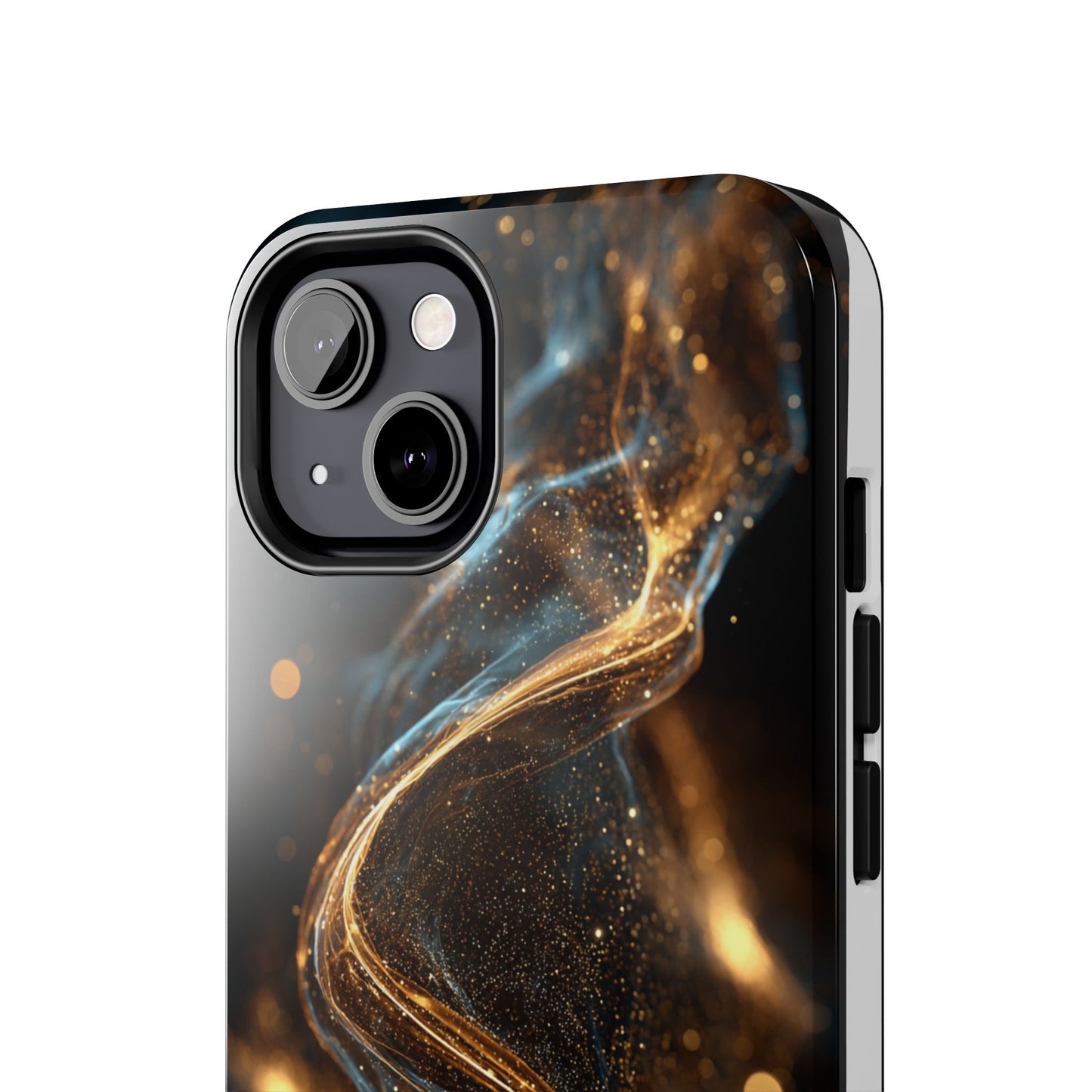 Stylish Tough Phone Case with Elegant Gold Swirl Design