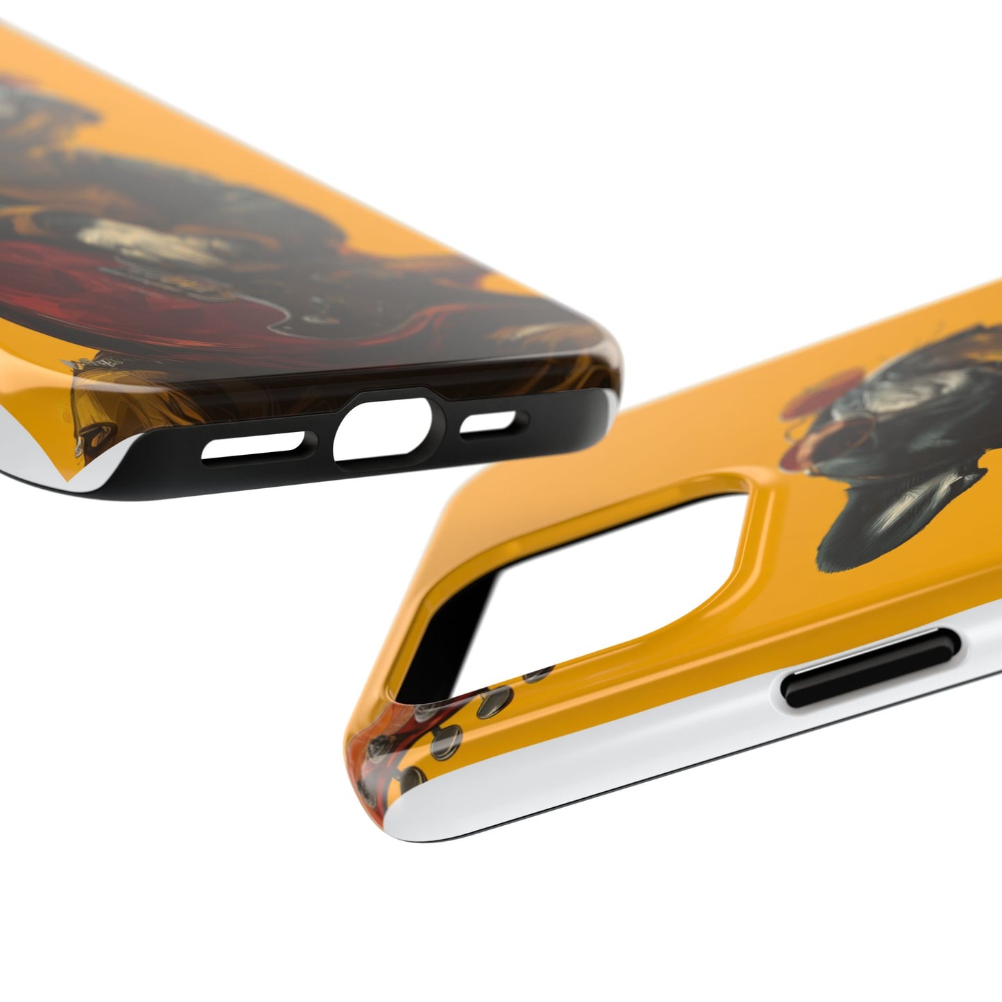 French Bulldog with Red Sunglasses Playing Red Guitar Tough Phone Case