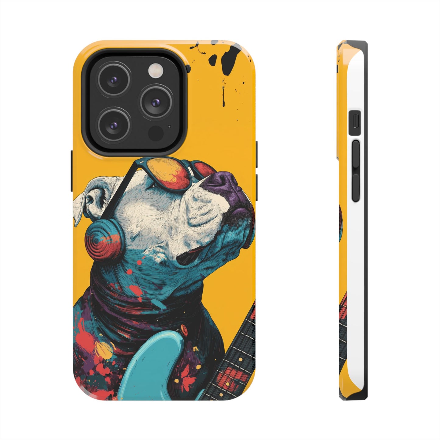 French Bulldog with Orange Sunglasses and Headphones Tough Phone Case
