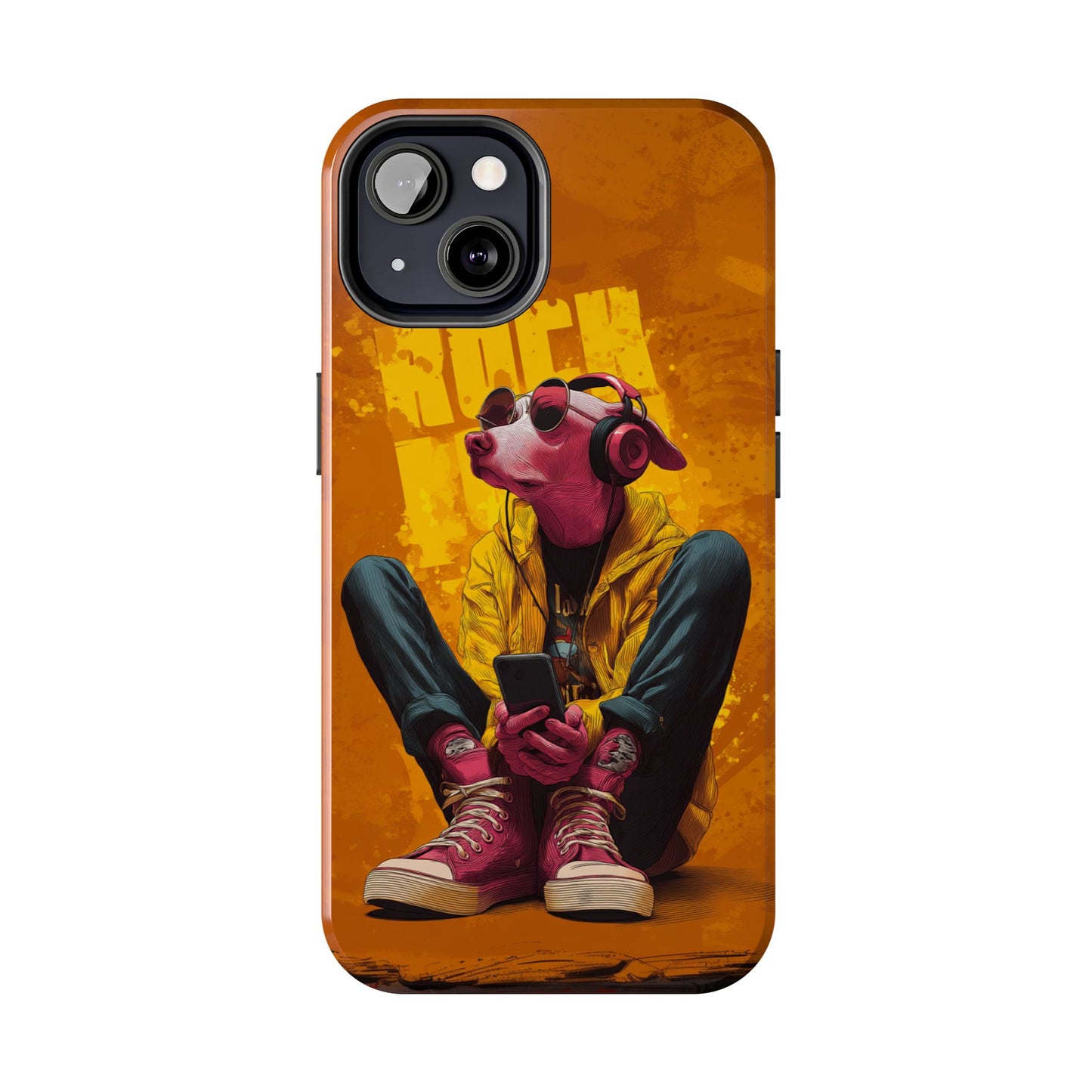 Dog with Pink Sunglasses and Headphones Tough Phone Case